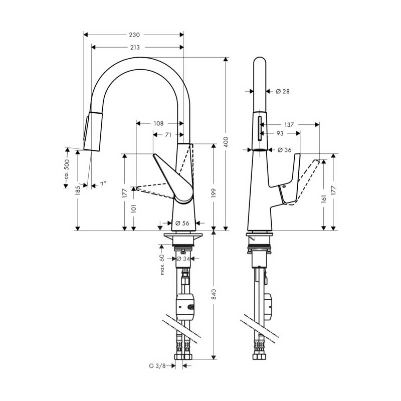 Köksblandare Hansgrohe Talis S 200 med Utdragbar Pip