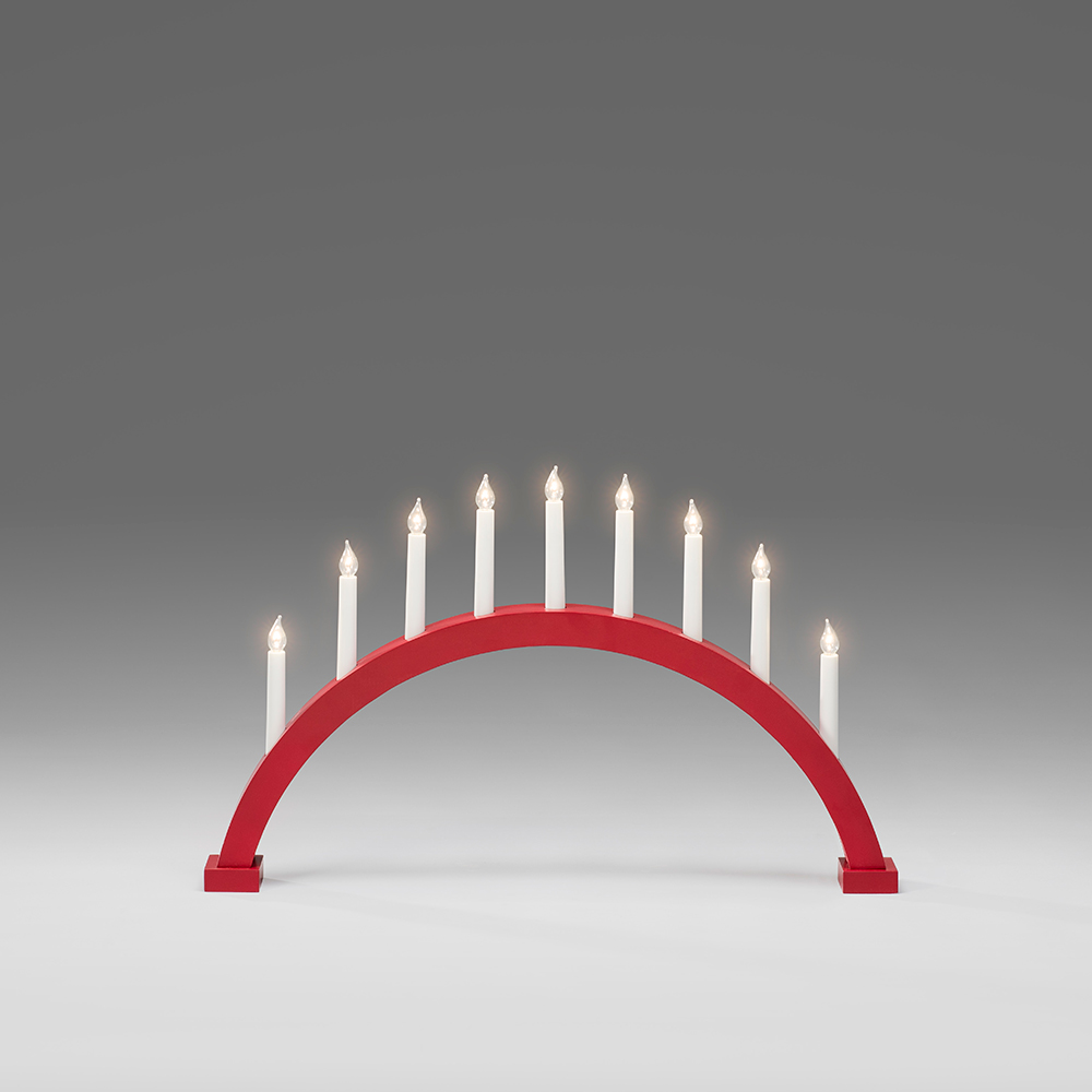 Adventsljusstake Gnosjö Konstsmide 9L Båge Twisted Tip Röd