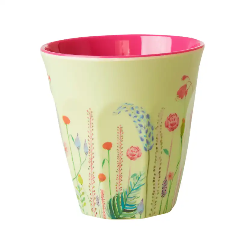 Melaminkopp Rice Medium Blommor Rosa/Gul
