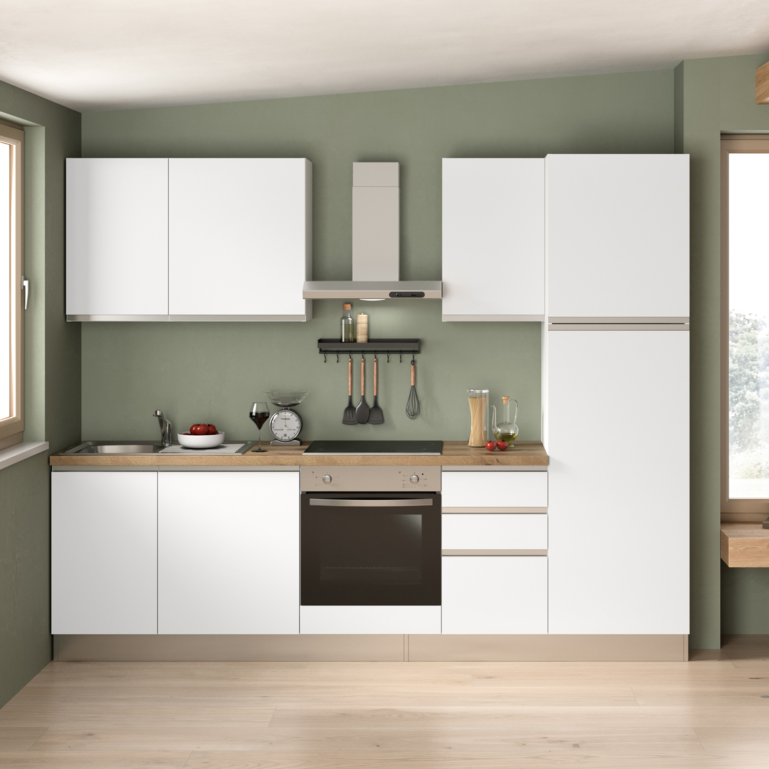 Komplett Kök Mimo Mimosa 270 Mattvit inkl. Vitvaror Höger