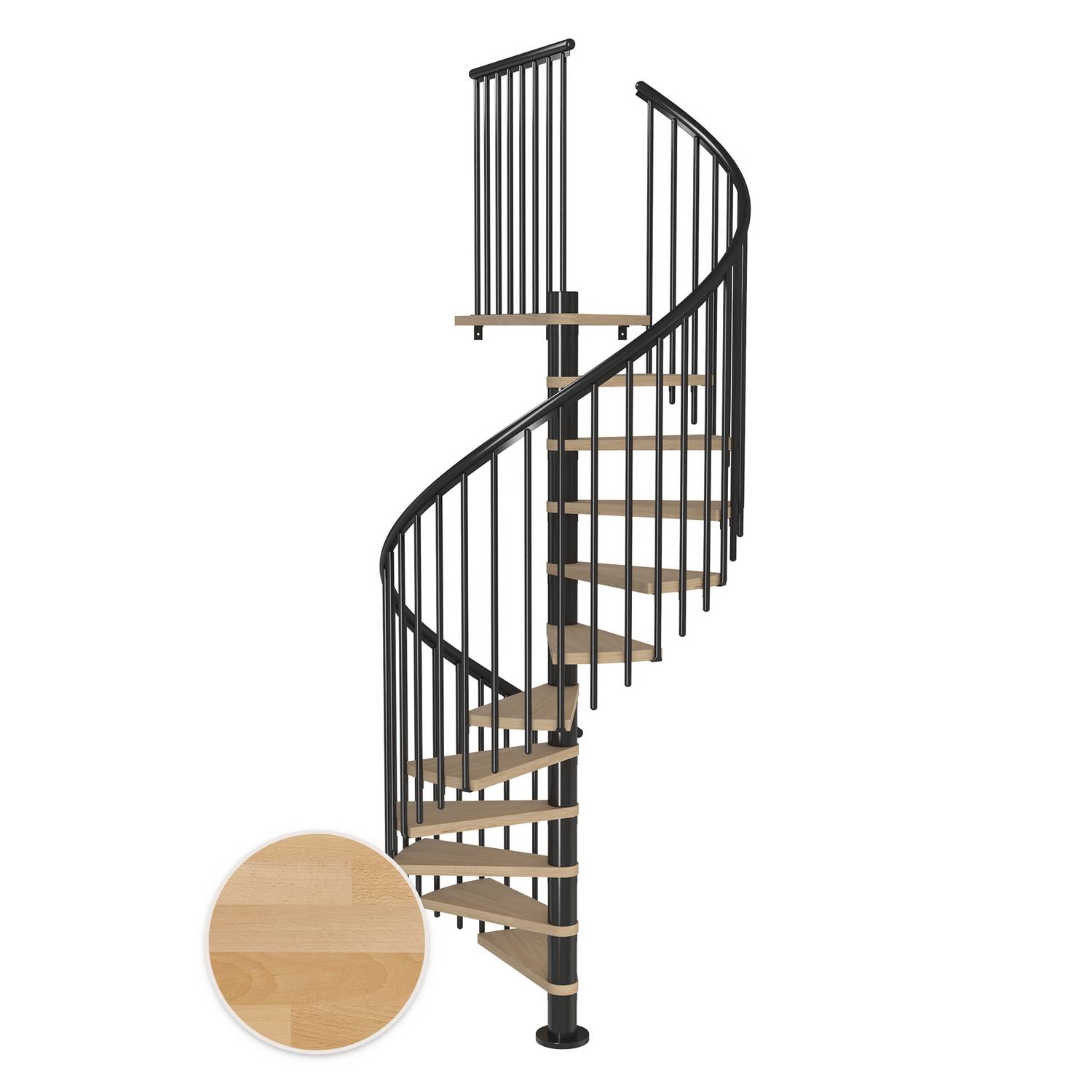 Spiraltrappa Dolle Montréal Bok Oljad Classic 4 Antracit, D: 1400 mm, 13+1 steg