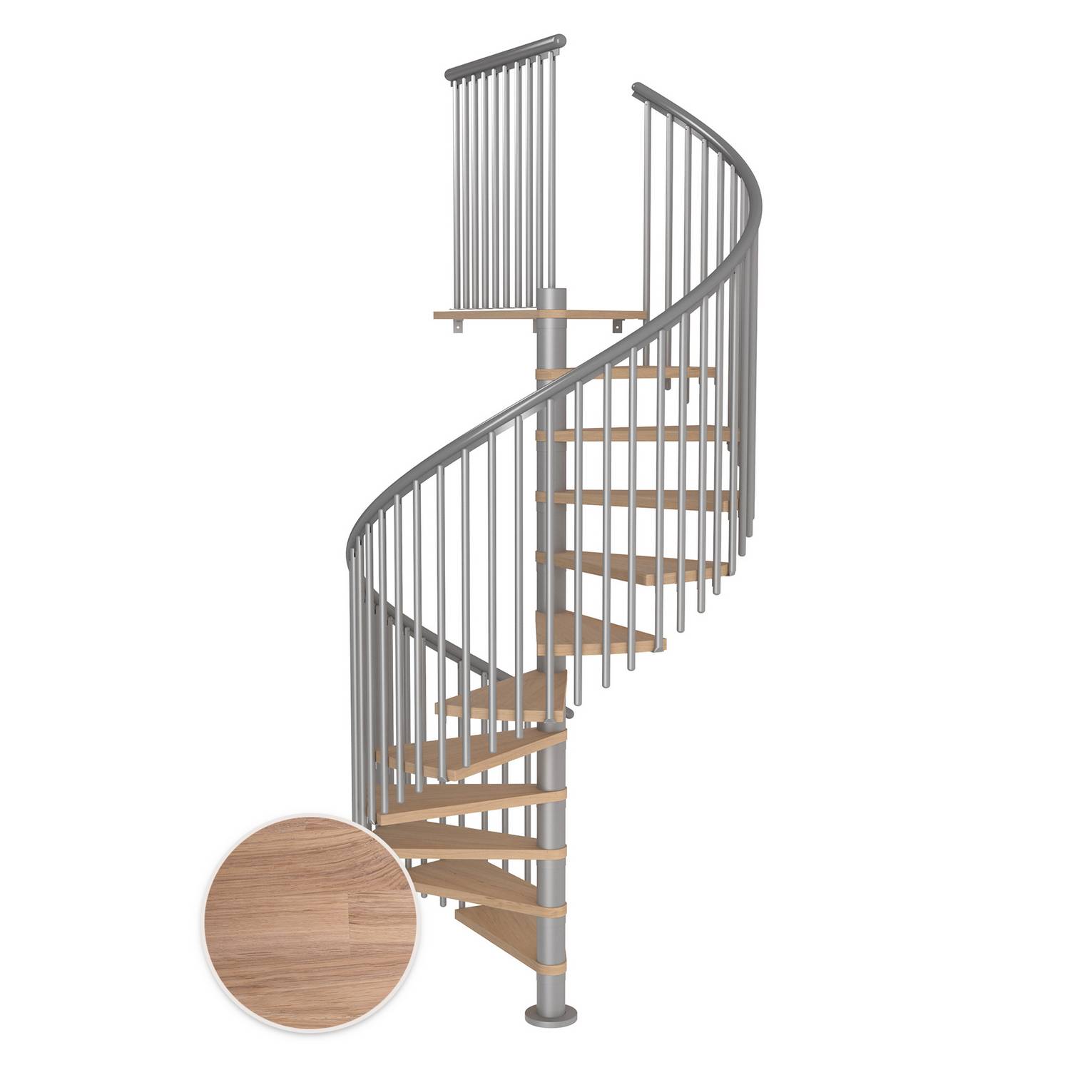 Spiraltrappa Dolle Montréal Ek Vit Oljad Classic 5 Pearl Grey, 14+1 steg