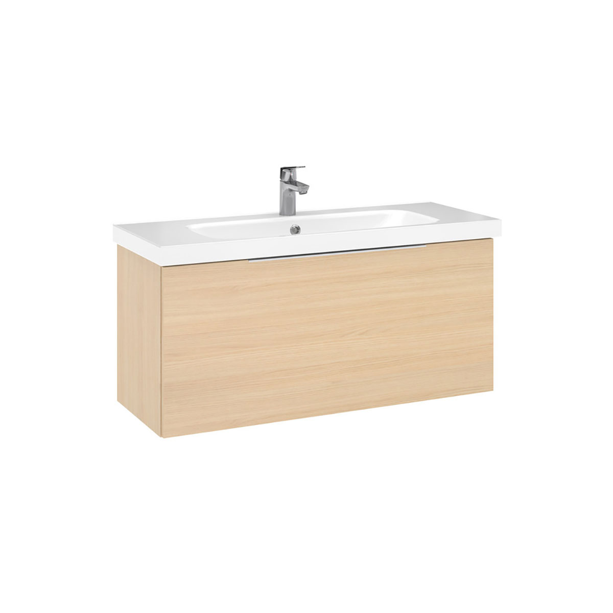 Tvättställsskåp Temal Stella med 1 Låda Tvättställ centrerad, 102,5 x 40 x 49,4 cm, Ljus Ek