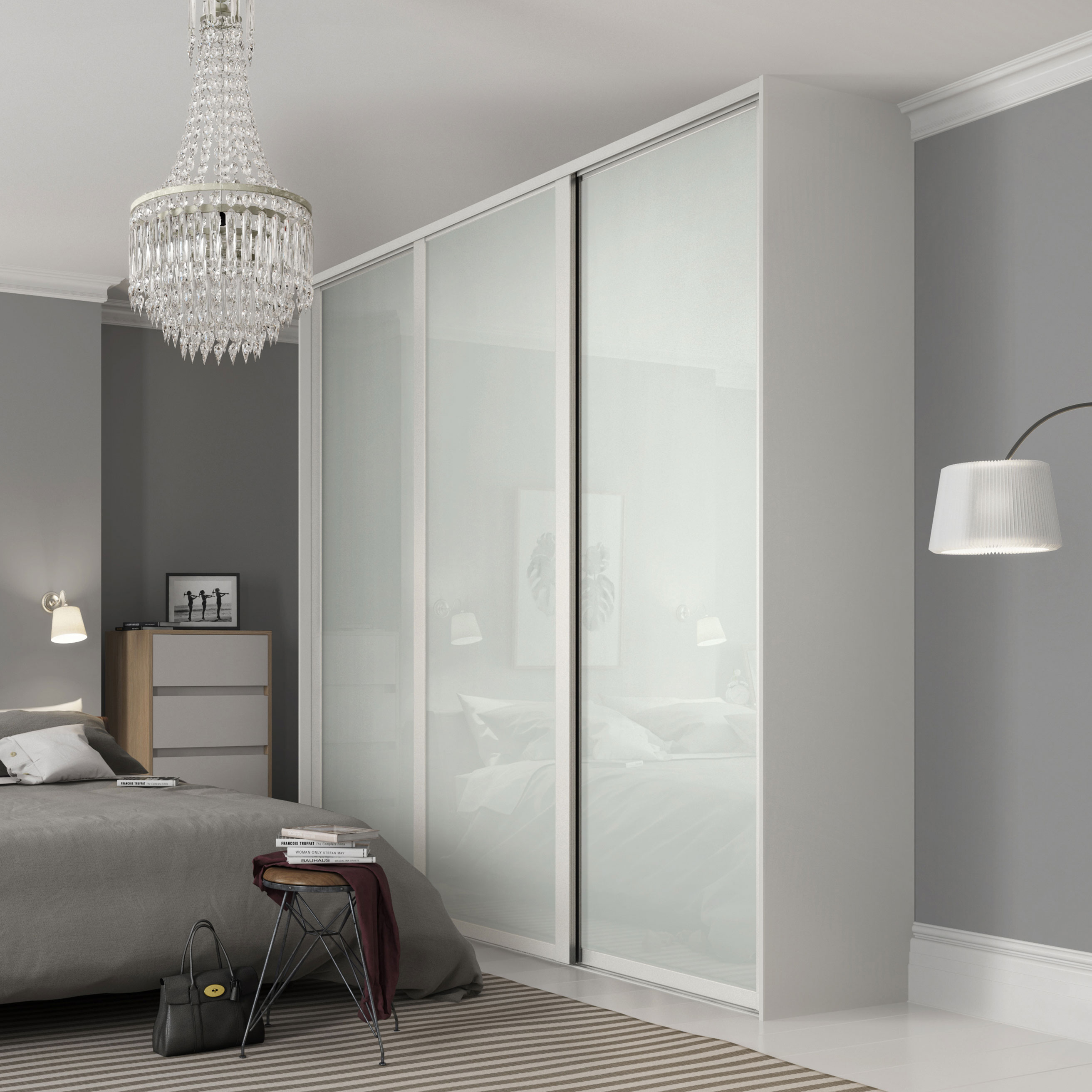 Skjutdörr Lundbergs Nordic Vitt Glas