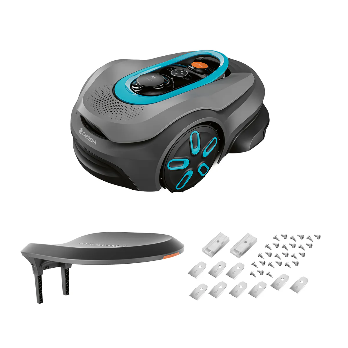 Paket Gardena Smart Sileno Sense 600 Med storpack reservblad och robothus