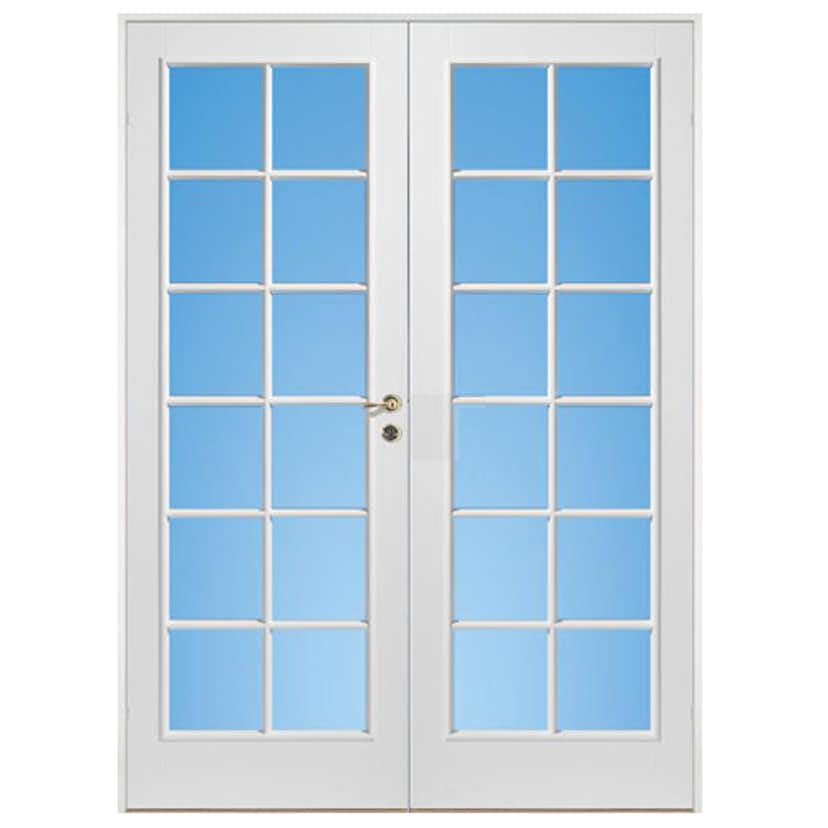 Parinnerdörr Sveadörren Formpressad SP12 Vit Klarglas Bredd 153 cm, Höjd 210 cm