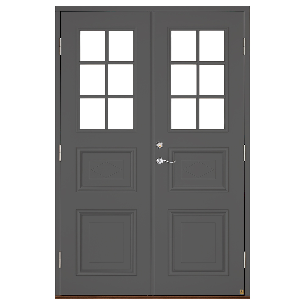 Parytterdörr Leksandsdörren Siljansnäs Klarglas Eco74 BxH: 140x200 cm, Mörkgrå, Högerhängd