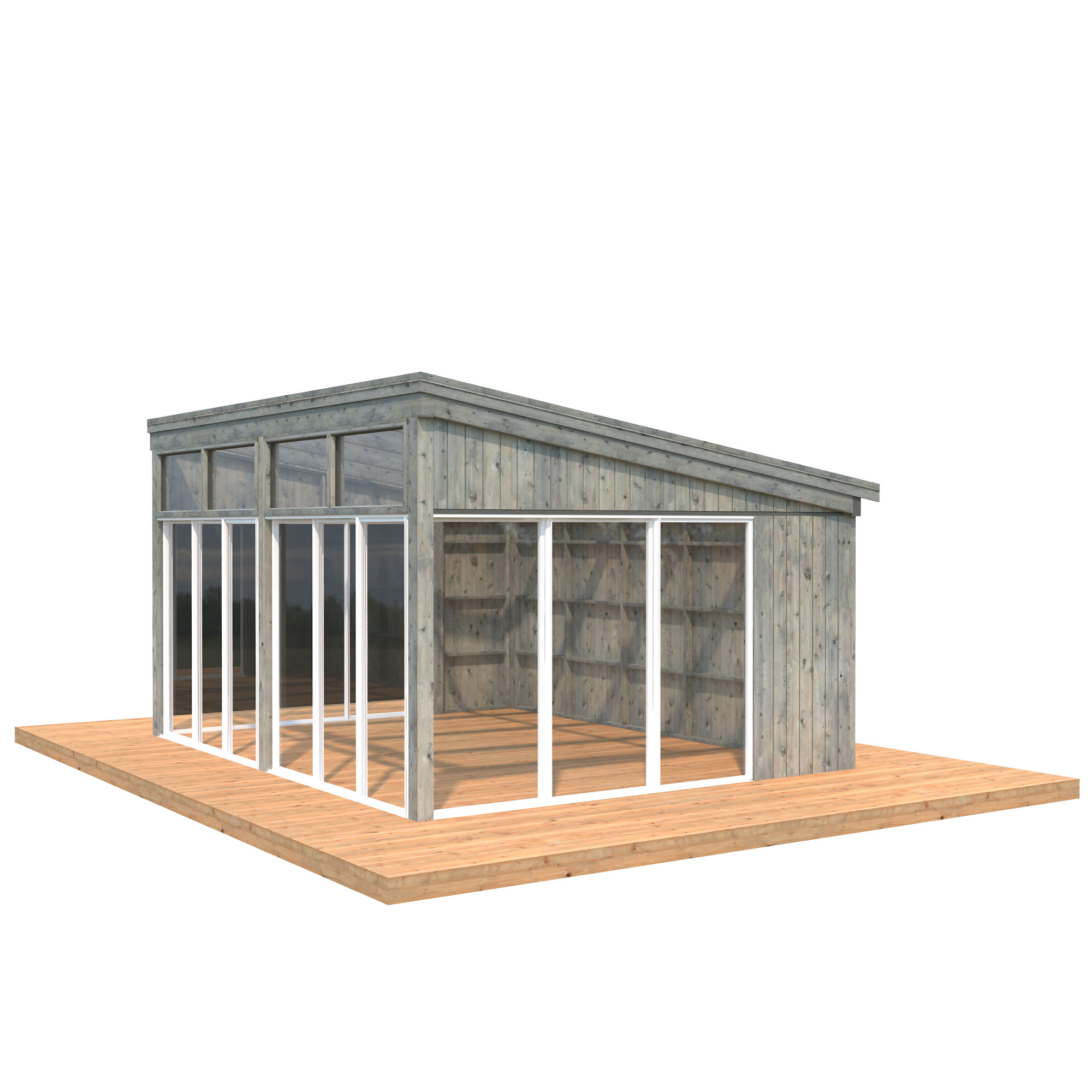 Komplett uterum Palmako Nova 19,9 m2 med Tak och Skjutparti Grå dippad