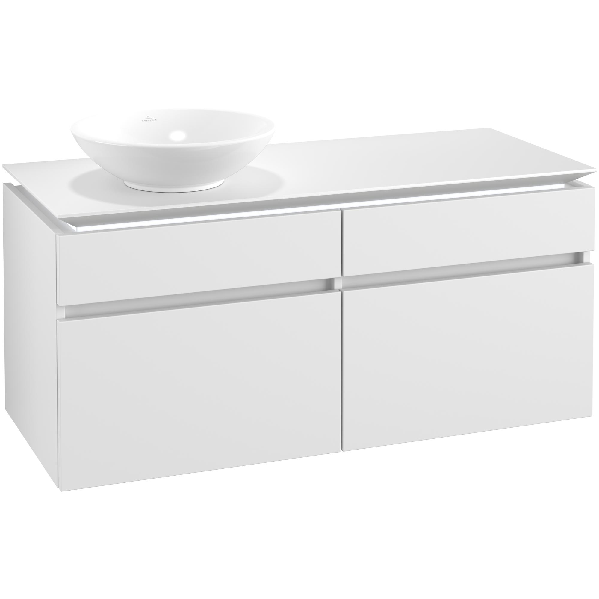 Tvättställsskåp Villeroy & Boch Legato 1200 med 4 Lådor för Ocentrerat Ytmonterat Tvättställ