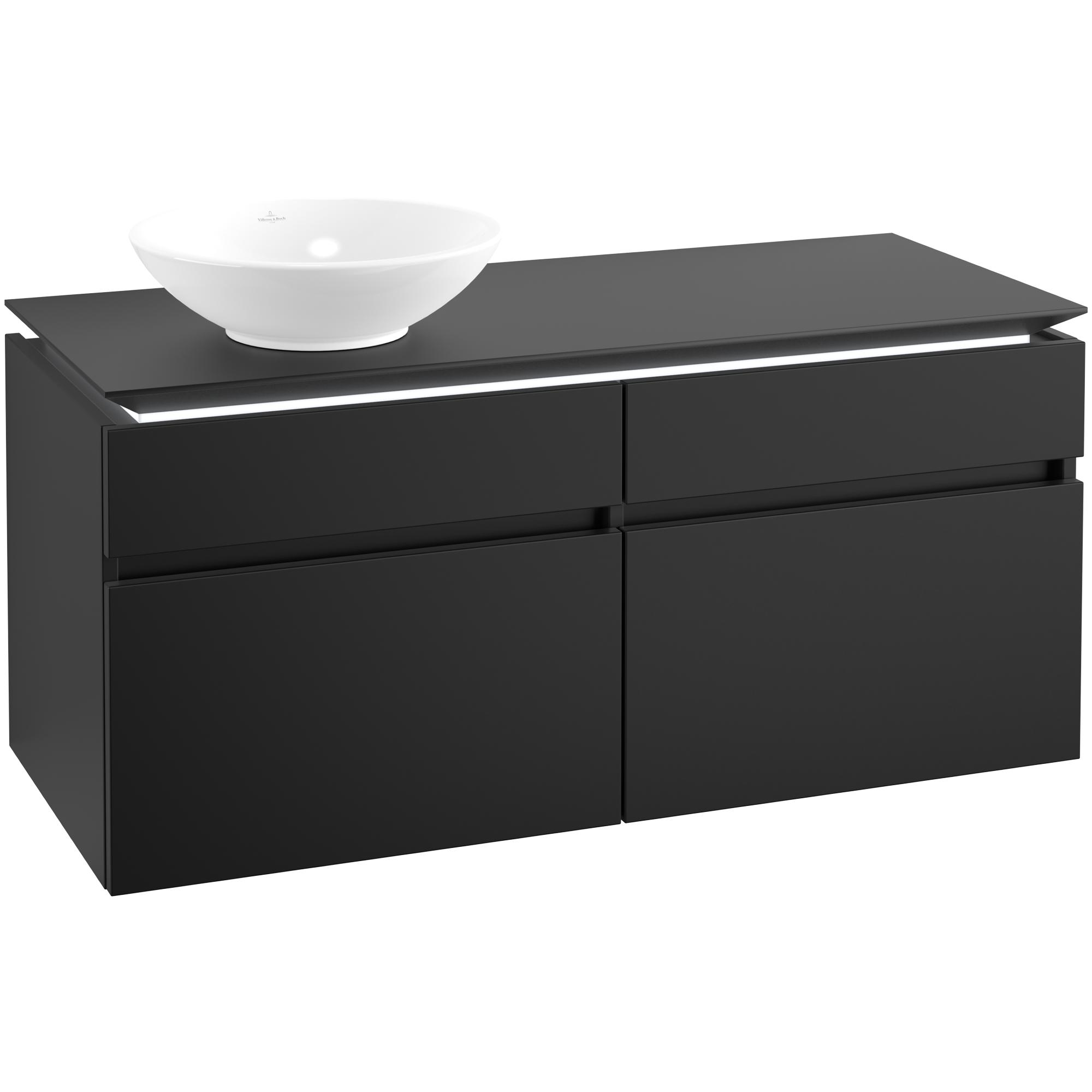 Tvättställsskåp Villeroy & Boch Legato 1200 med 4 Lådor för Ocentrerat Ytmonterat Tvättställ