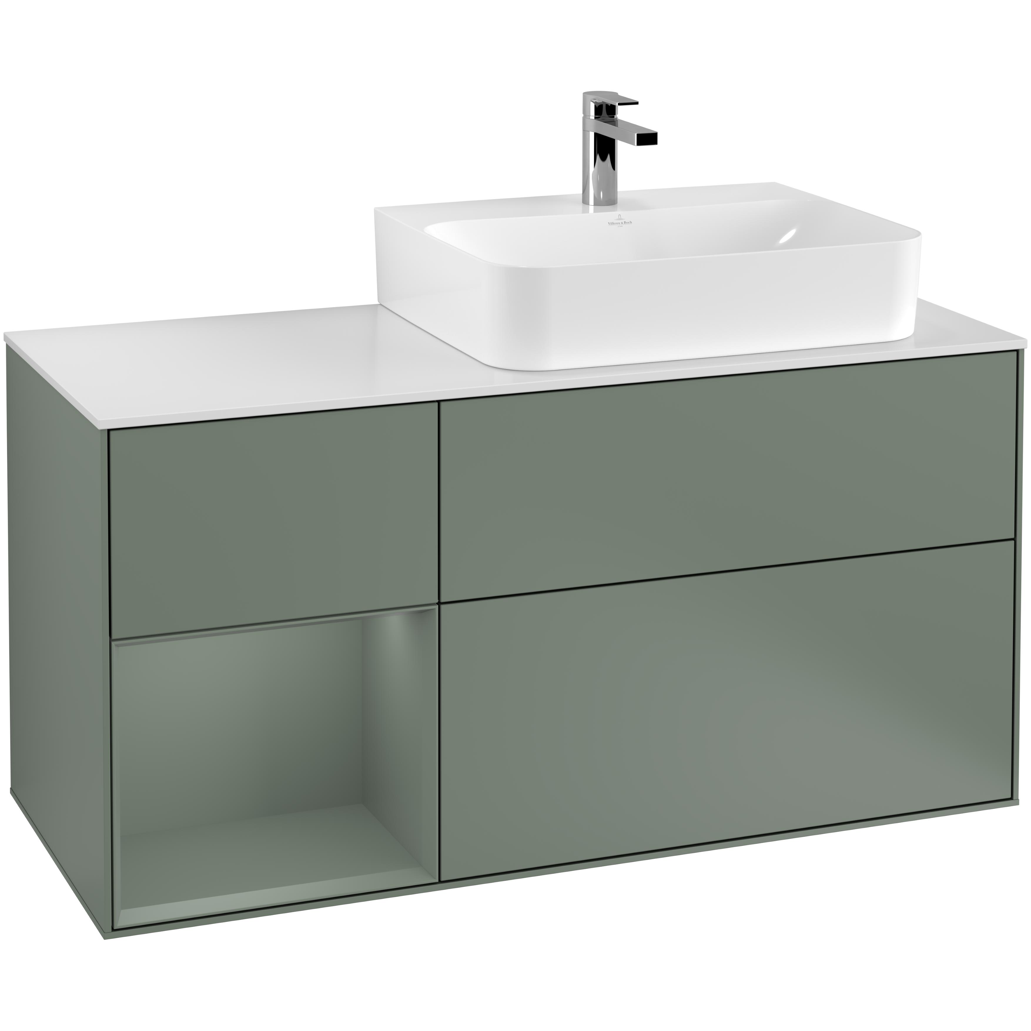 Tvättställsskåp Villeroy & Boch Finion med 3 Lådor Hylla och Bänkskiva för Ocentrerat Tvättställ