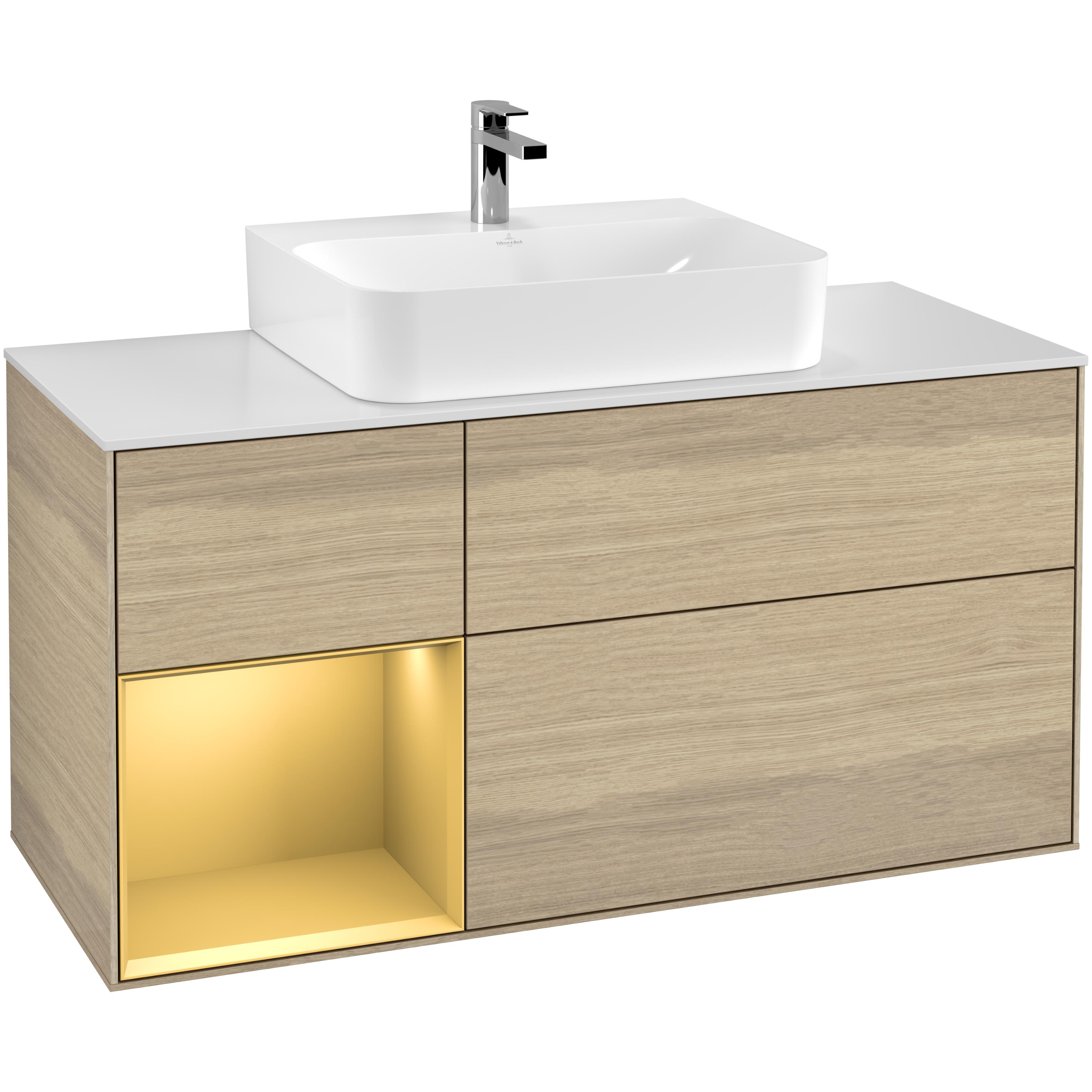 Tvättställsskåp Villeroy & Boch Finion med 3 Lådor Hylla och Bänkskiva för Centrerat Tvättställ