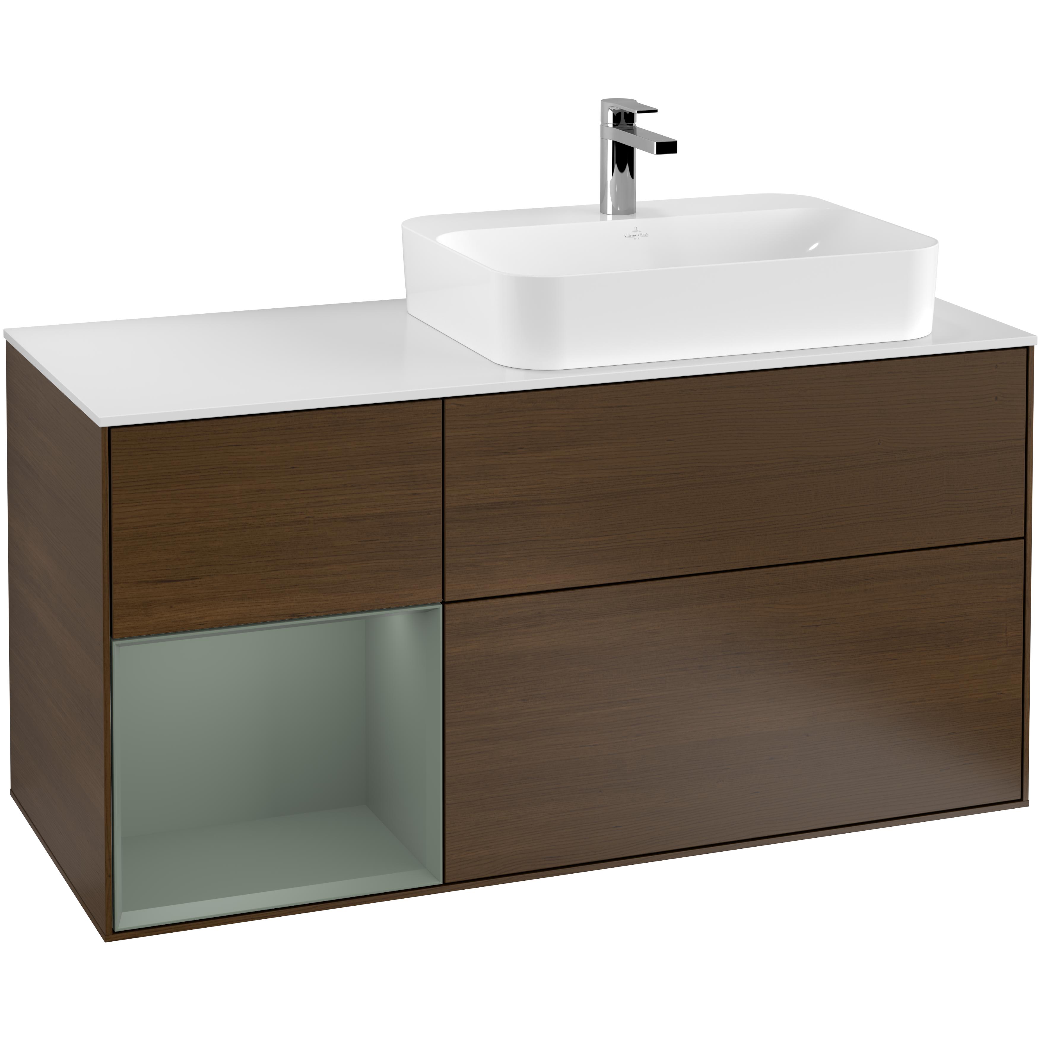 Tvättställsskåp Villeroy & Boch Finion med 3 Lådor Hylla och Bänkskiva för Ocentrerat Ytmonterat Tvättställ