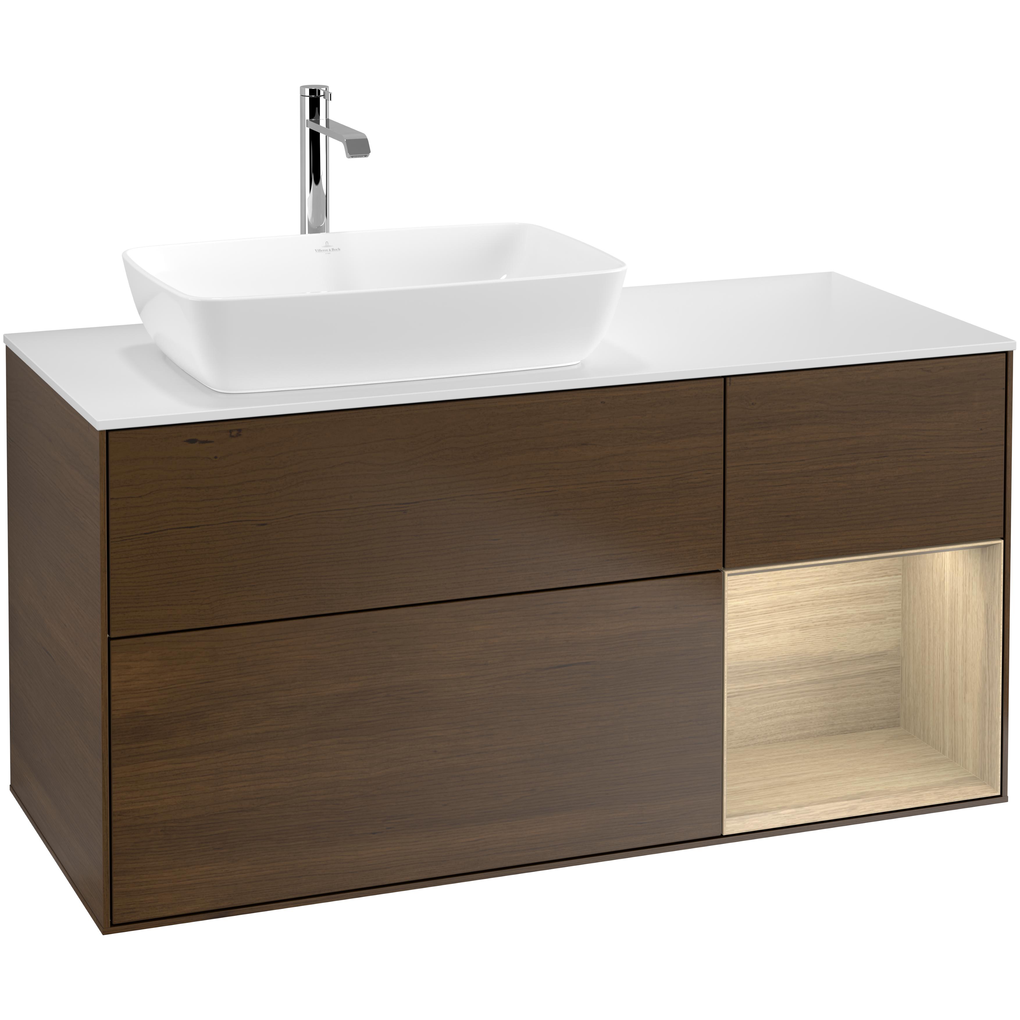 Tvättställsskåp Villeroy & Boch Finion med 3 Lådor Hylla och Bänkskiva för Ocentrerat Tvättställ från Artis & Collaro