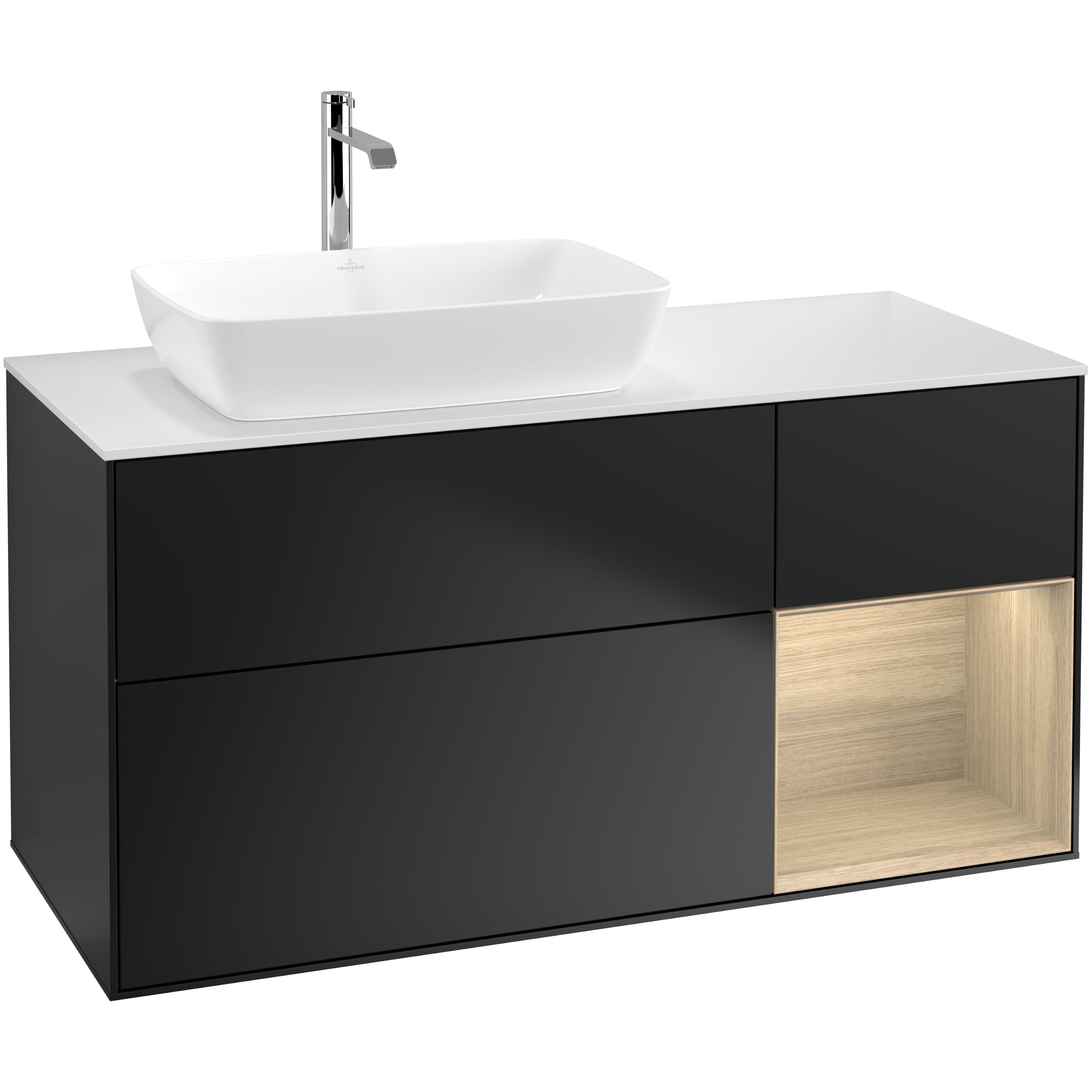 Tvättställsskåp Villeroy & Boch Finion med 3 Lådor Hylla och Bänkskiva för Ocentrerat Tvättställ från Artis & Collaro