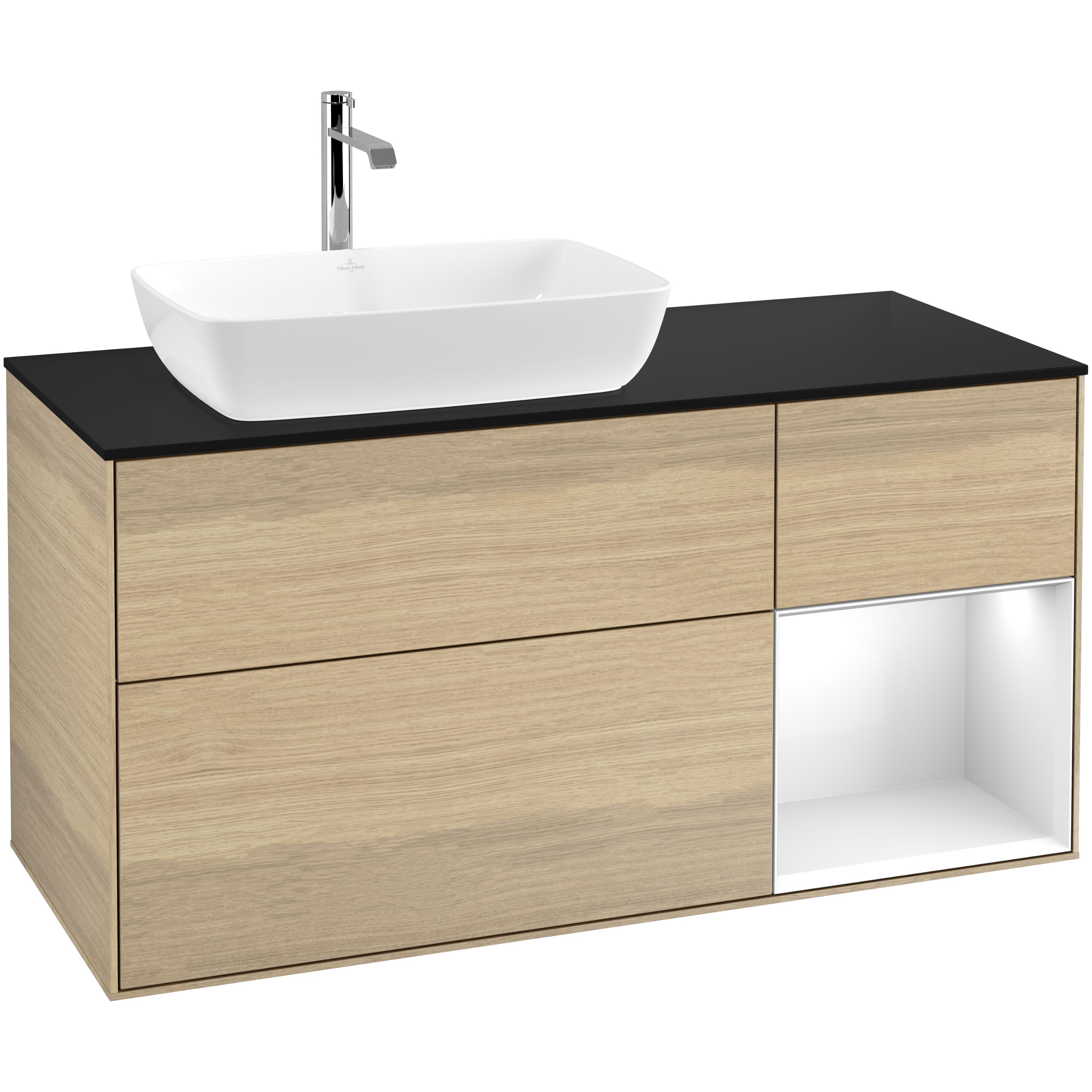 Tvättställsskåp Villeroy & Boch Finion med 3 Lådor Hylla och Bänkskiva för Ocentrerat Tvättställ från Artis & Collaro