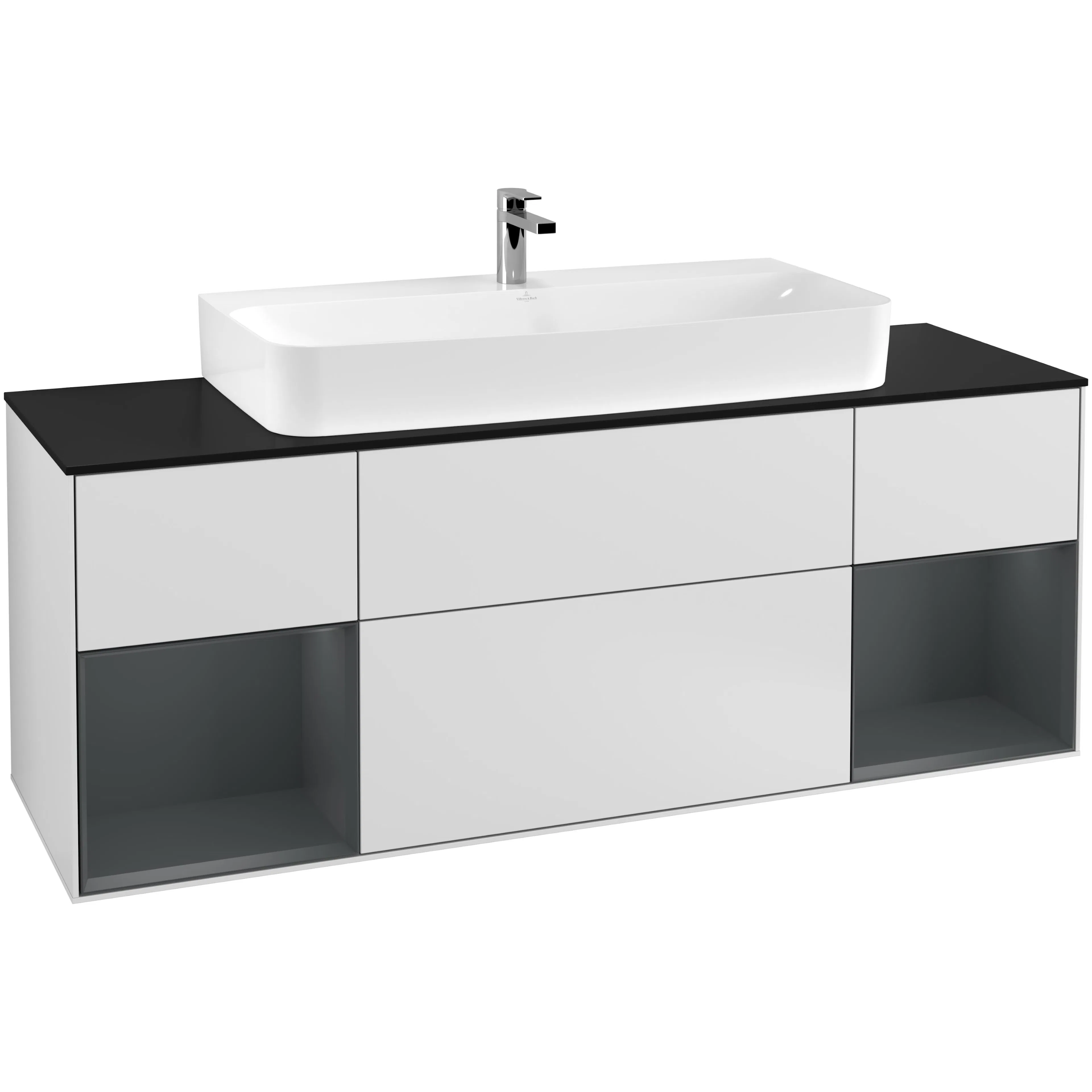 Tvättställsskåp Villeroy & Boch Finion med Två Hyllor och Bänkskiva för Centrerat Tvättställ
