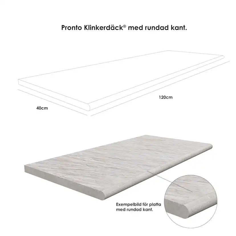 Poolkant/trappsteg Pronto Klinkerdäck Cortina Sabbia 40x120 cm