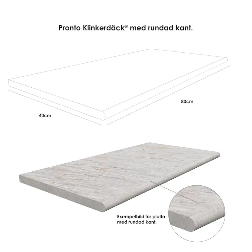 Poolkant/trappsteg Pronto Klinkerdäck Meteo Sand 40x80 cm