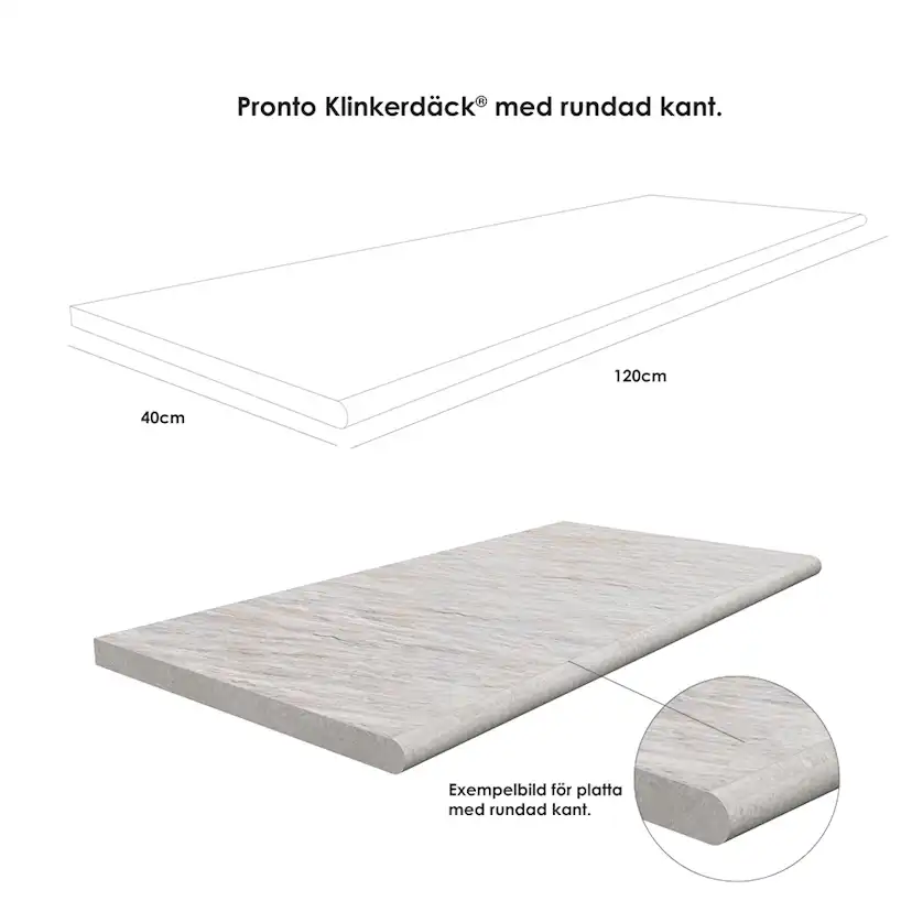 Poolkant/trappsteg Pronto Klinkerdäck Trentino Moro 40x120 cm