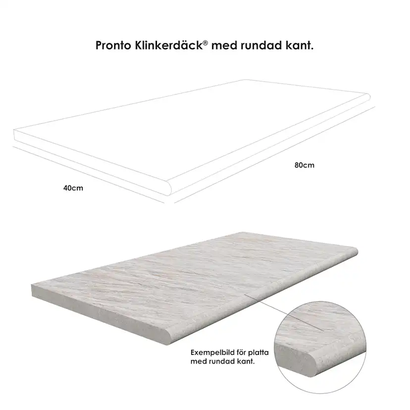 Poolkant/trappsteg Pronto Klinkerdäck Trentino Tabacco 40x80 cm