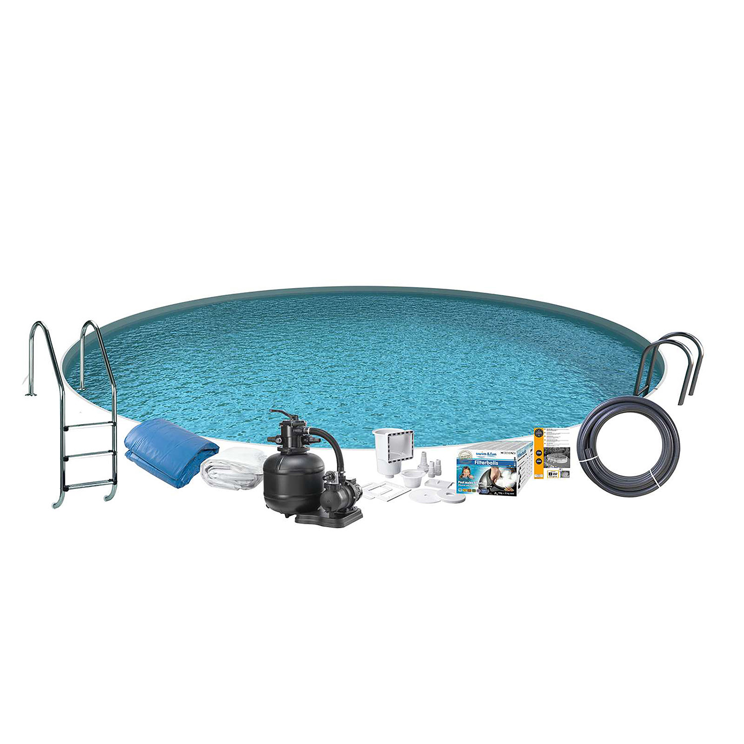 Poolpaket Swim & Fun Steel Rund 120 cm Djup Diameter: 420 cm