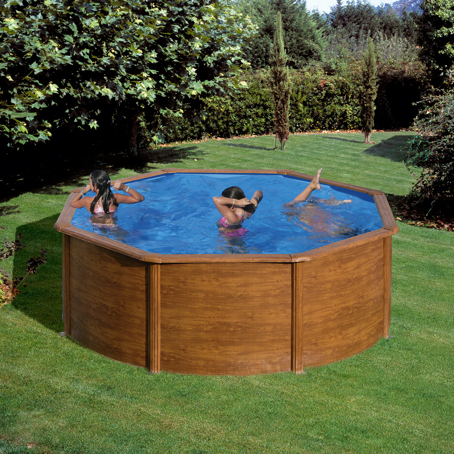 Poolset i träimitation Planet Pool Rund