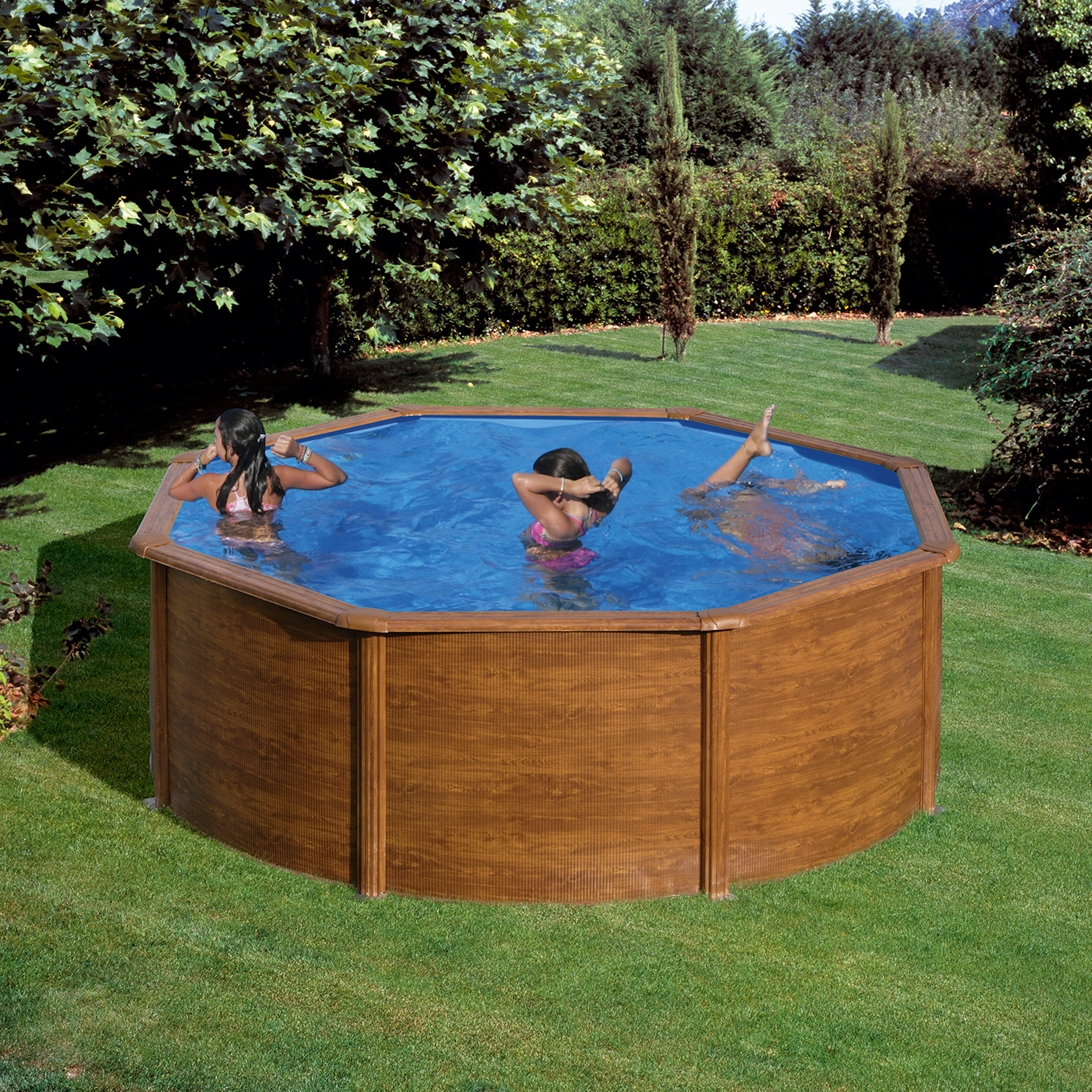 Poolset i träimitation Planet Pool Rund