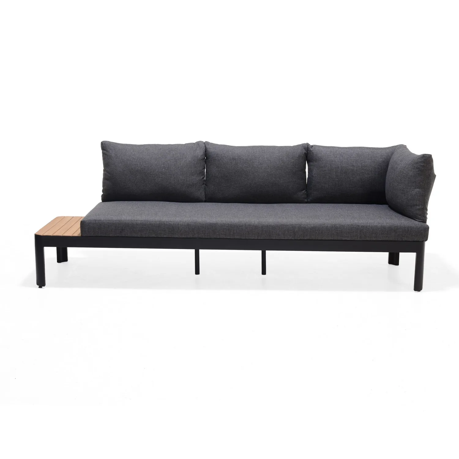 Loungesoffa Utomhus LifestyleGarden Portals Dark 3-sits med Avtagbar Rygg och Grå Dynor