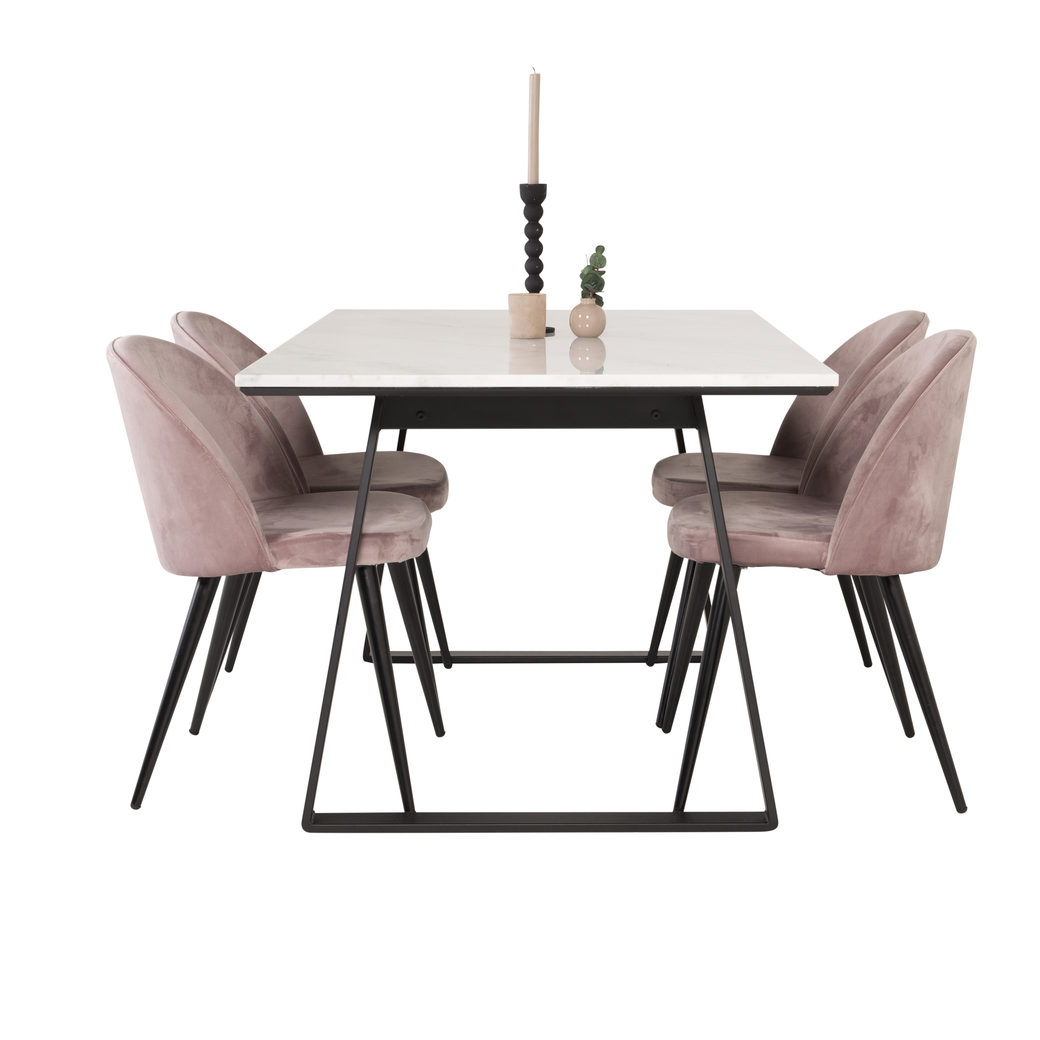 Matgrupp Venture Home Estelle 140 med 4 Valentina Stolar Sammet