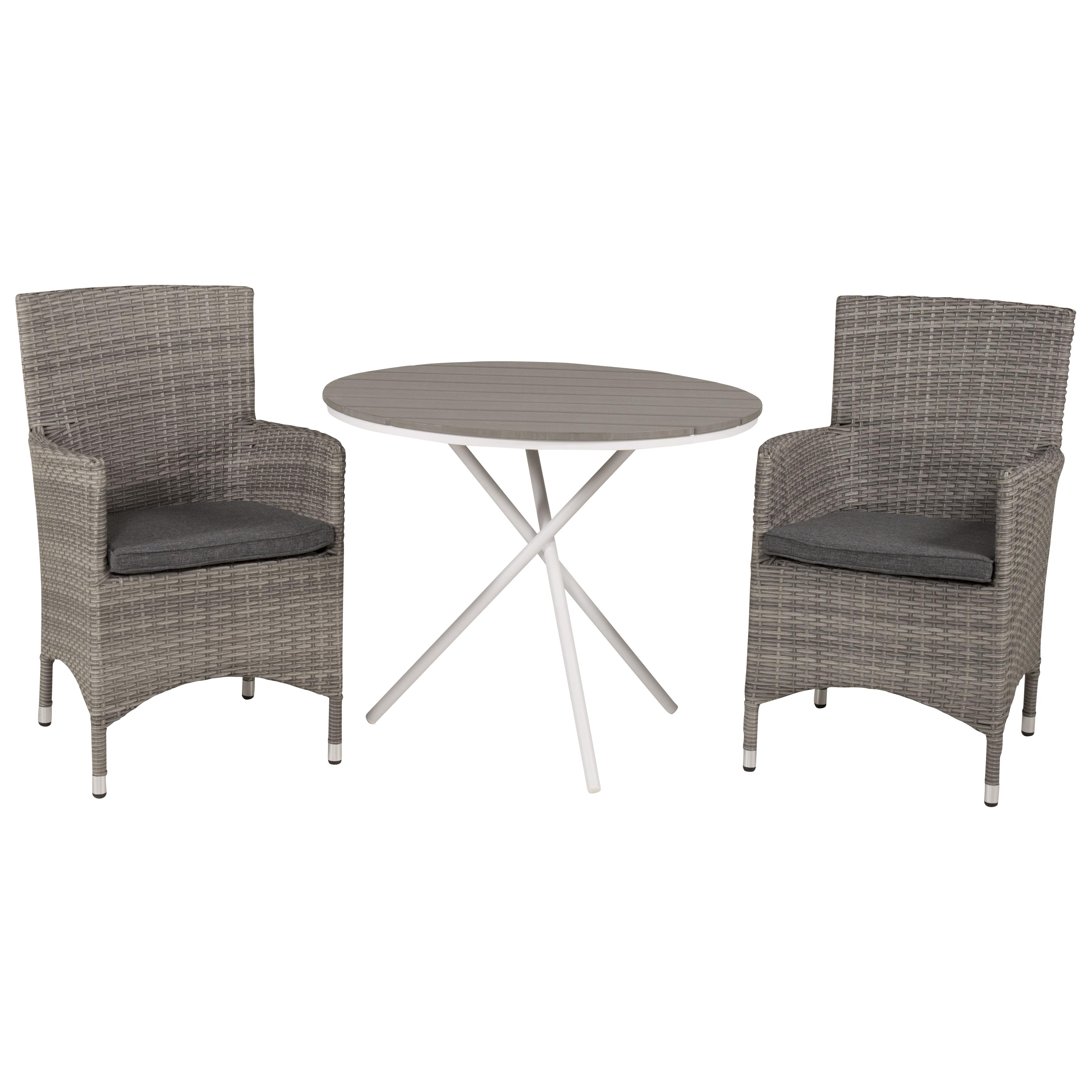 Cafégrupp Venture Home Parma med 2 Malin Trädgårdsstolar Utomhus