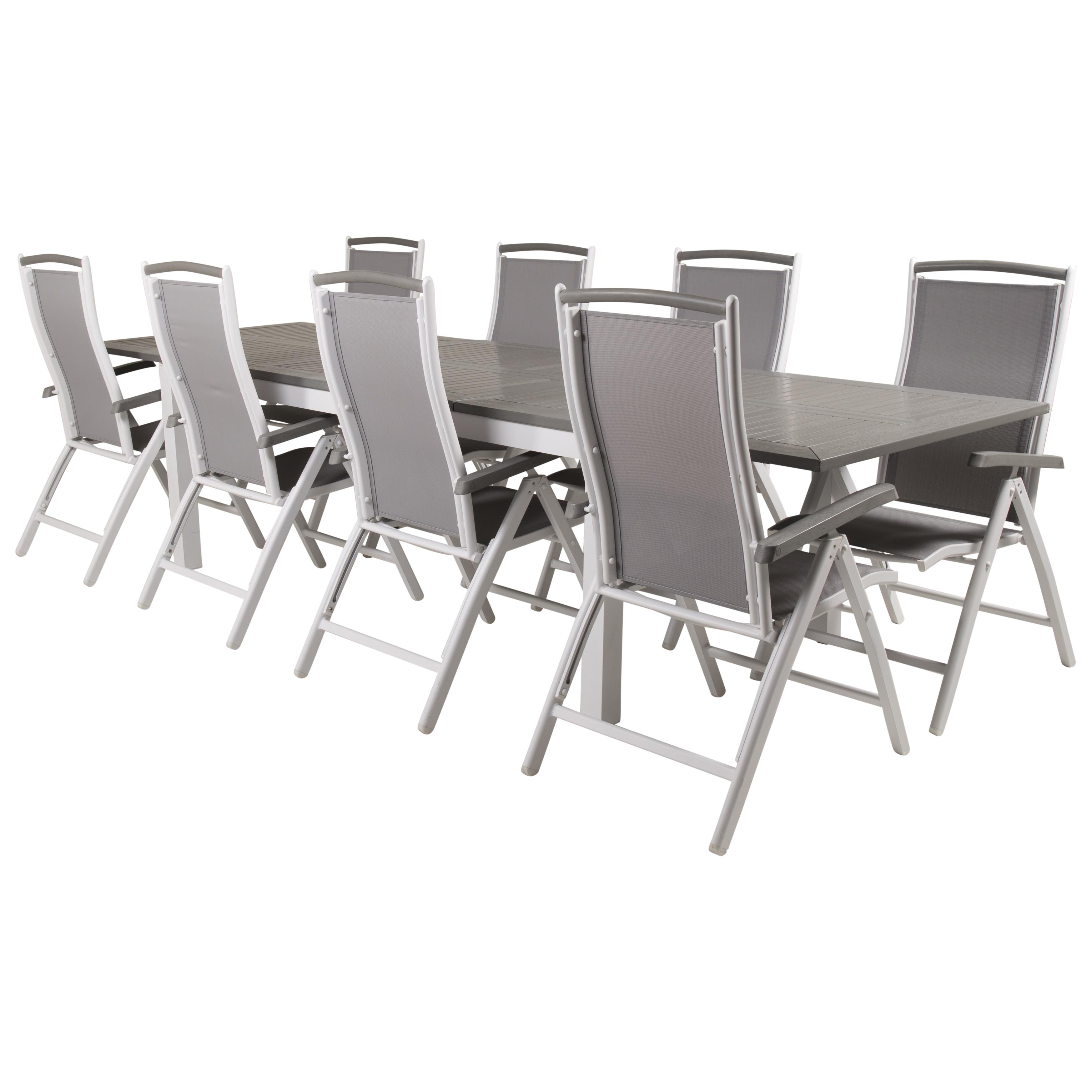 Matgrupp Venture Home Aleyna 224/324 med 8 Stolar Vit/Grå