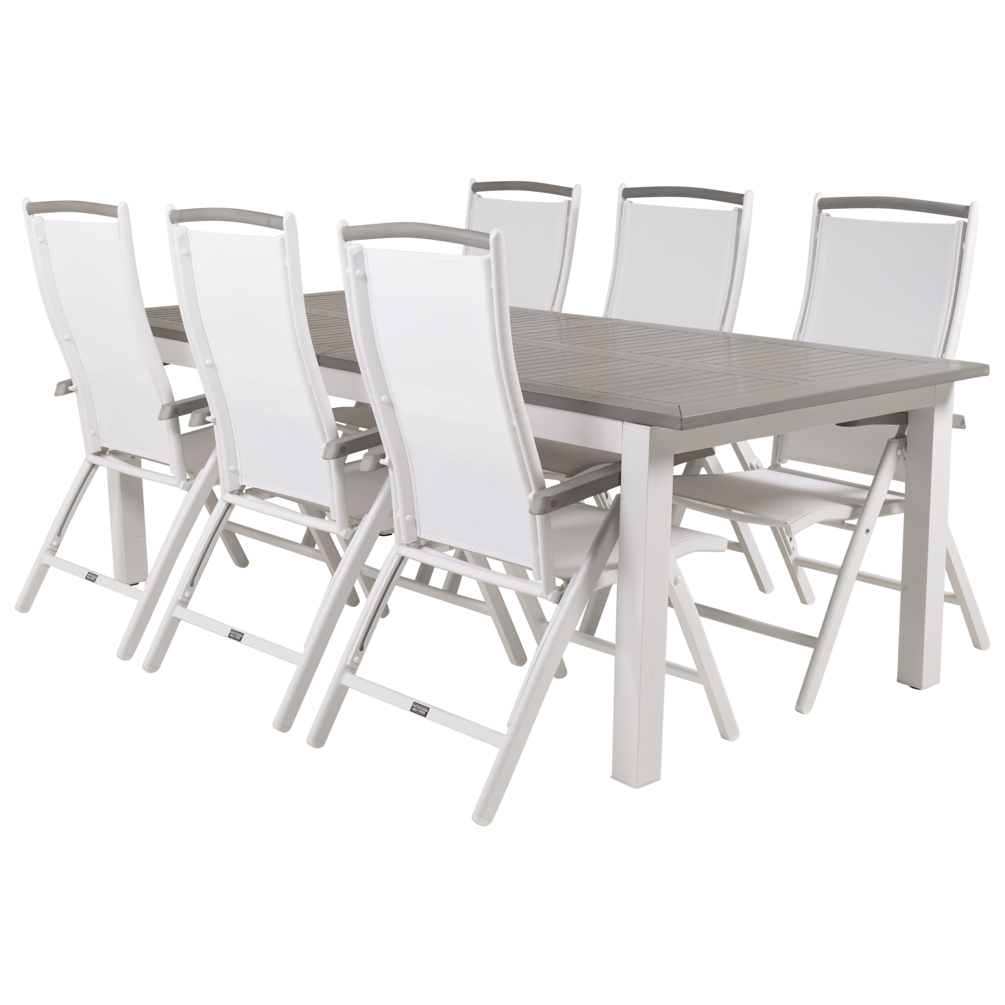 Matgrupp Venture Home Aleyna 224/324 med 6 Stolar Vit/Vit