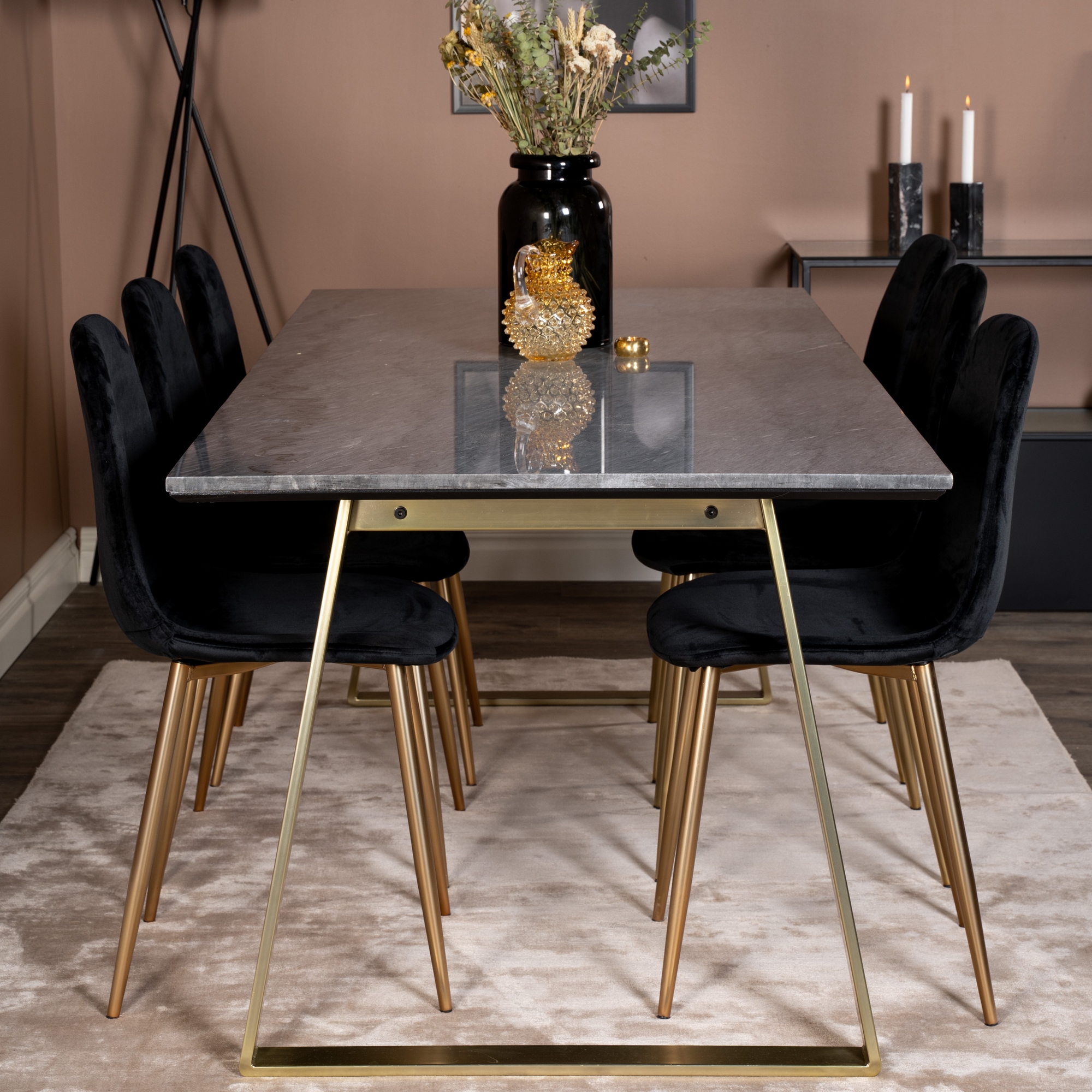 Matgrupp Venture Home Estelle 200 med 6 Pobbie Stolar Sammet