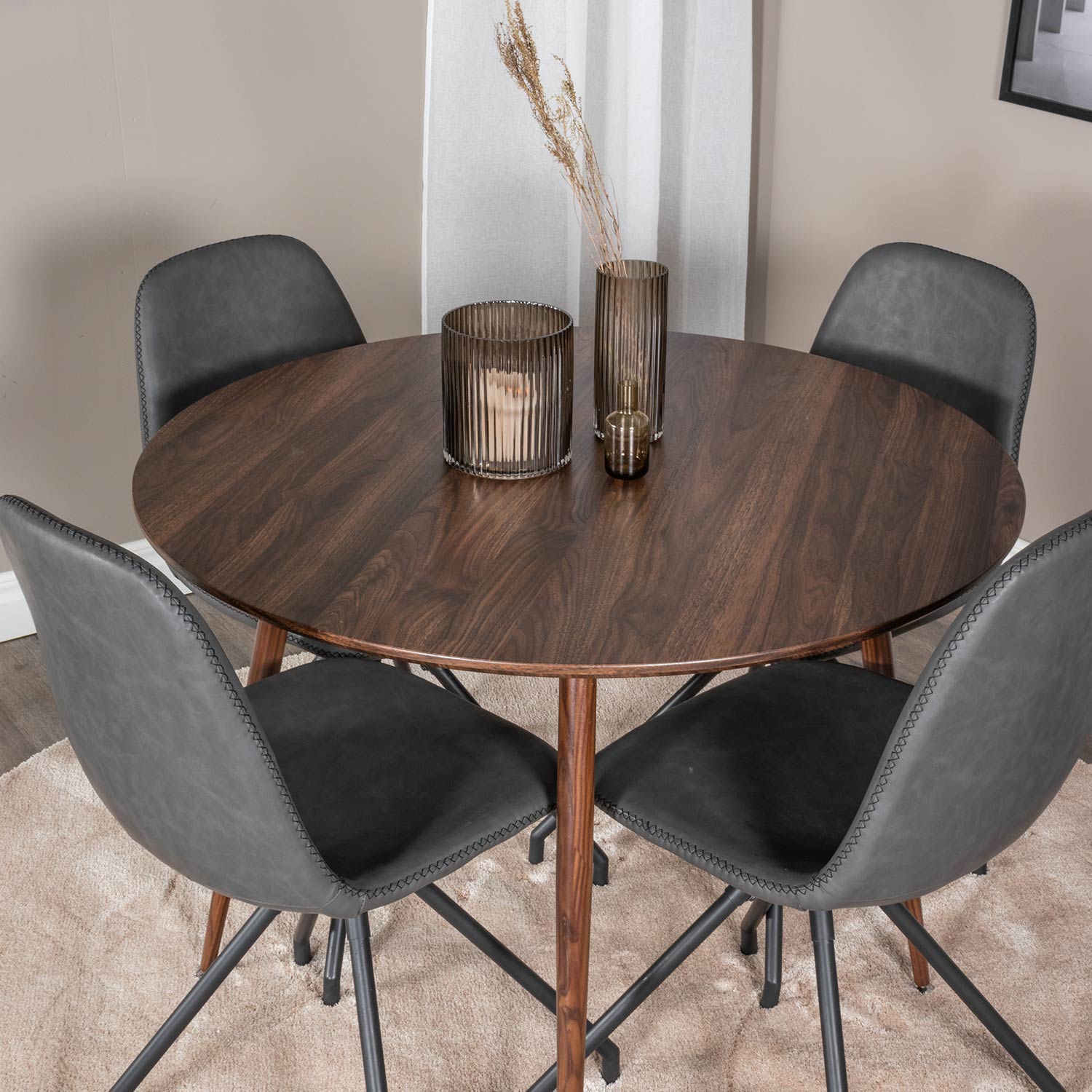 Matgrupp Venture Home Plake med 4 Pobbie Stolar Design med Snurrfunktion Konstläder