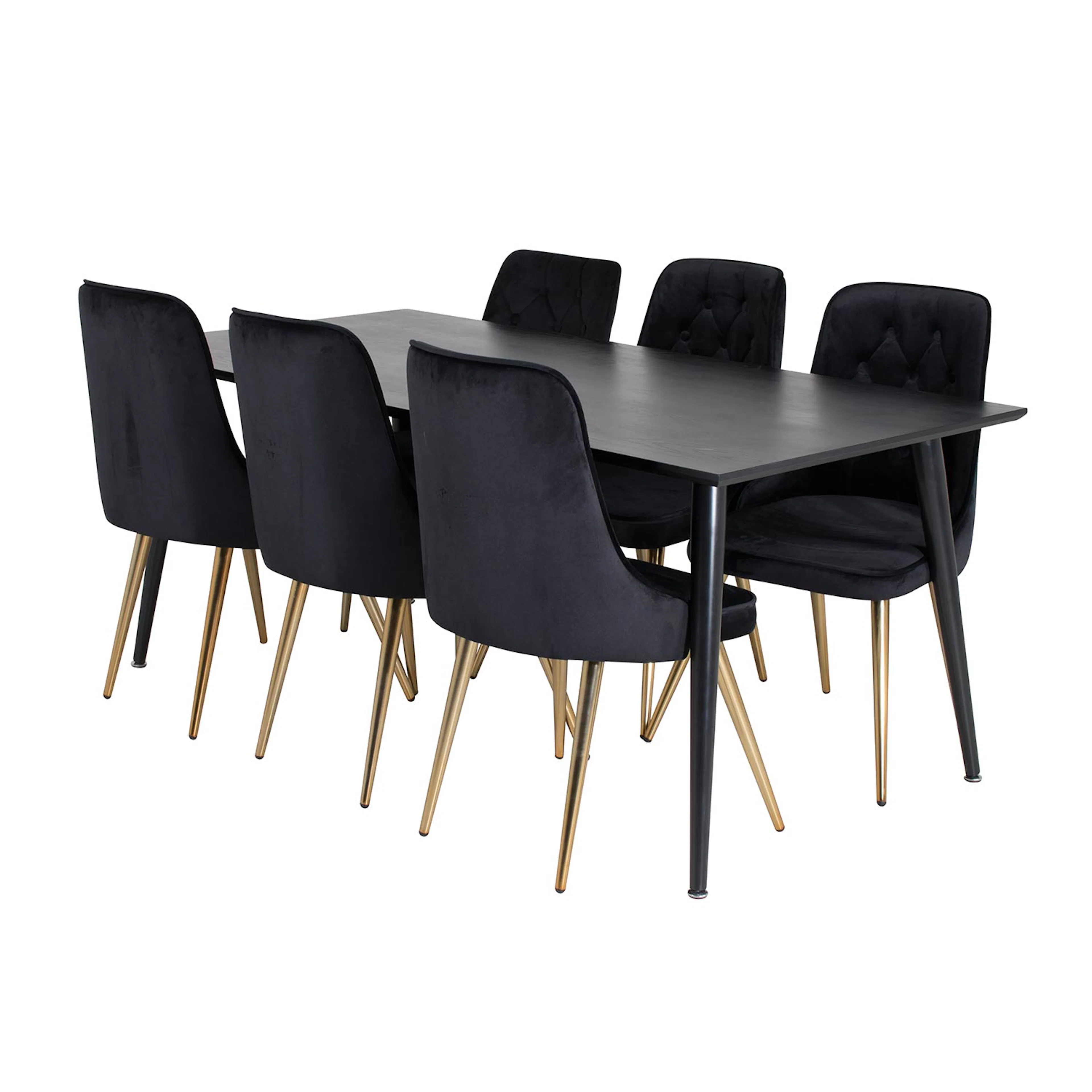 Matgrupp Venture Home Dipp med 6 Velvet Deluxe Sammet Stolar