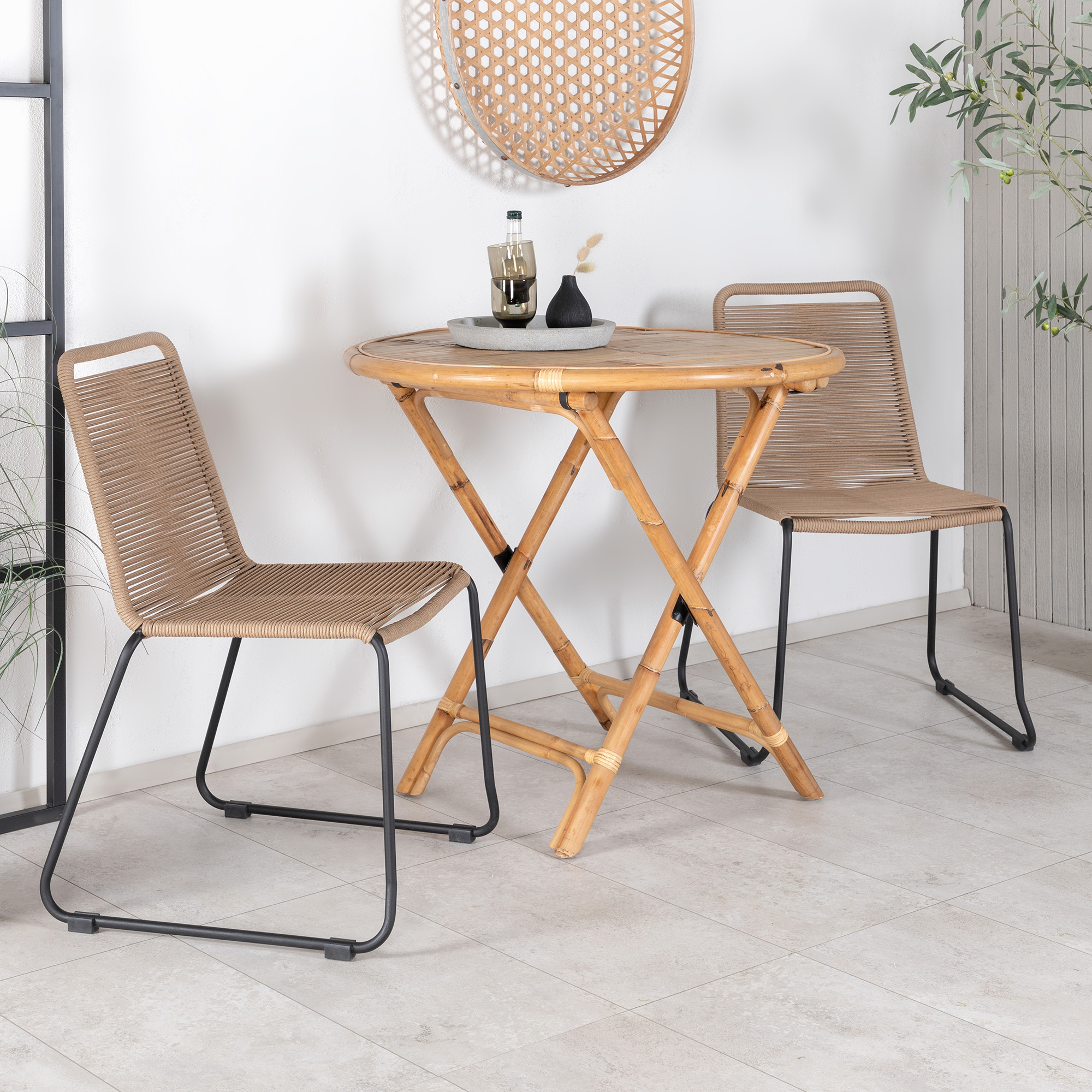 Cafégrupp Venture Home Cane med 2 Lindos Trädgårdsstolar Utomhus