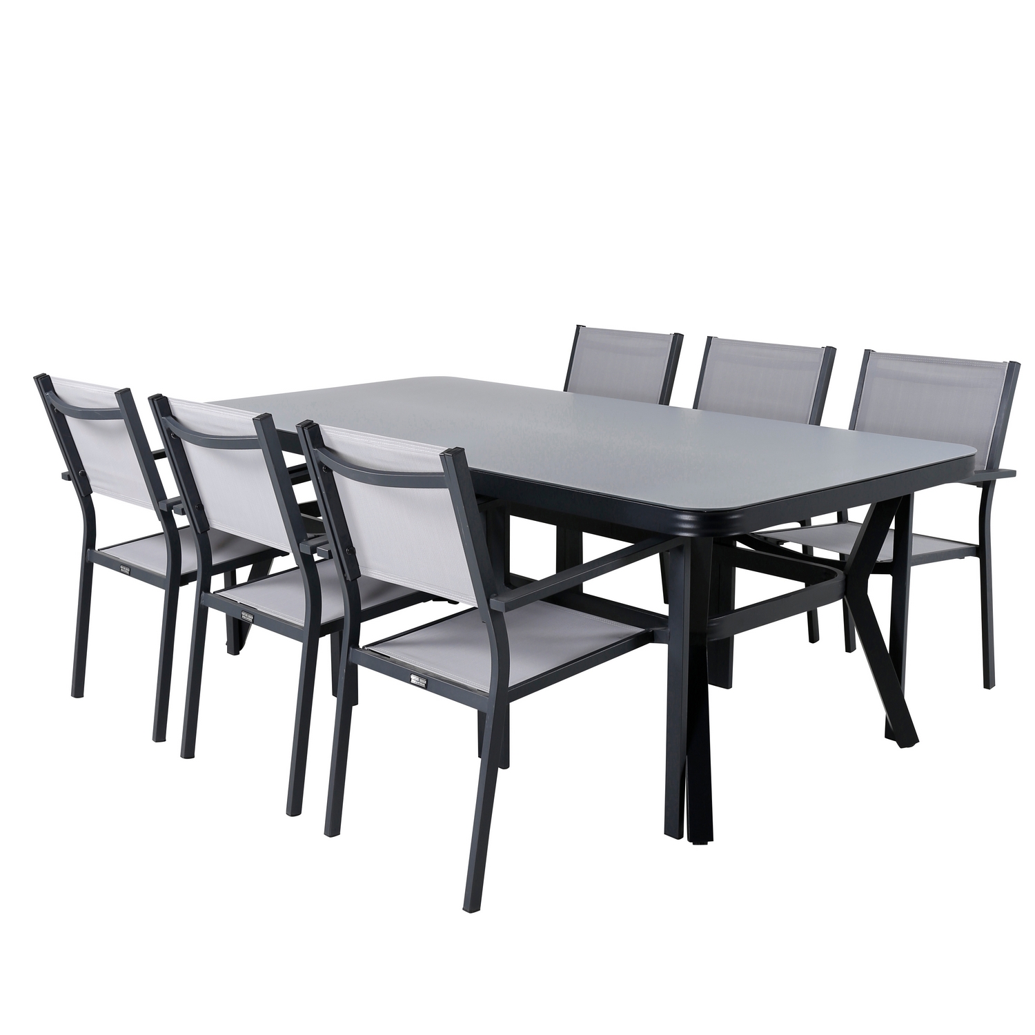 Matgrupp Utomhus Venture Home Vyn med 6 Curz Stapelbara Trädgårdsstolar