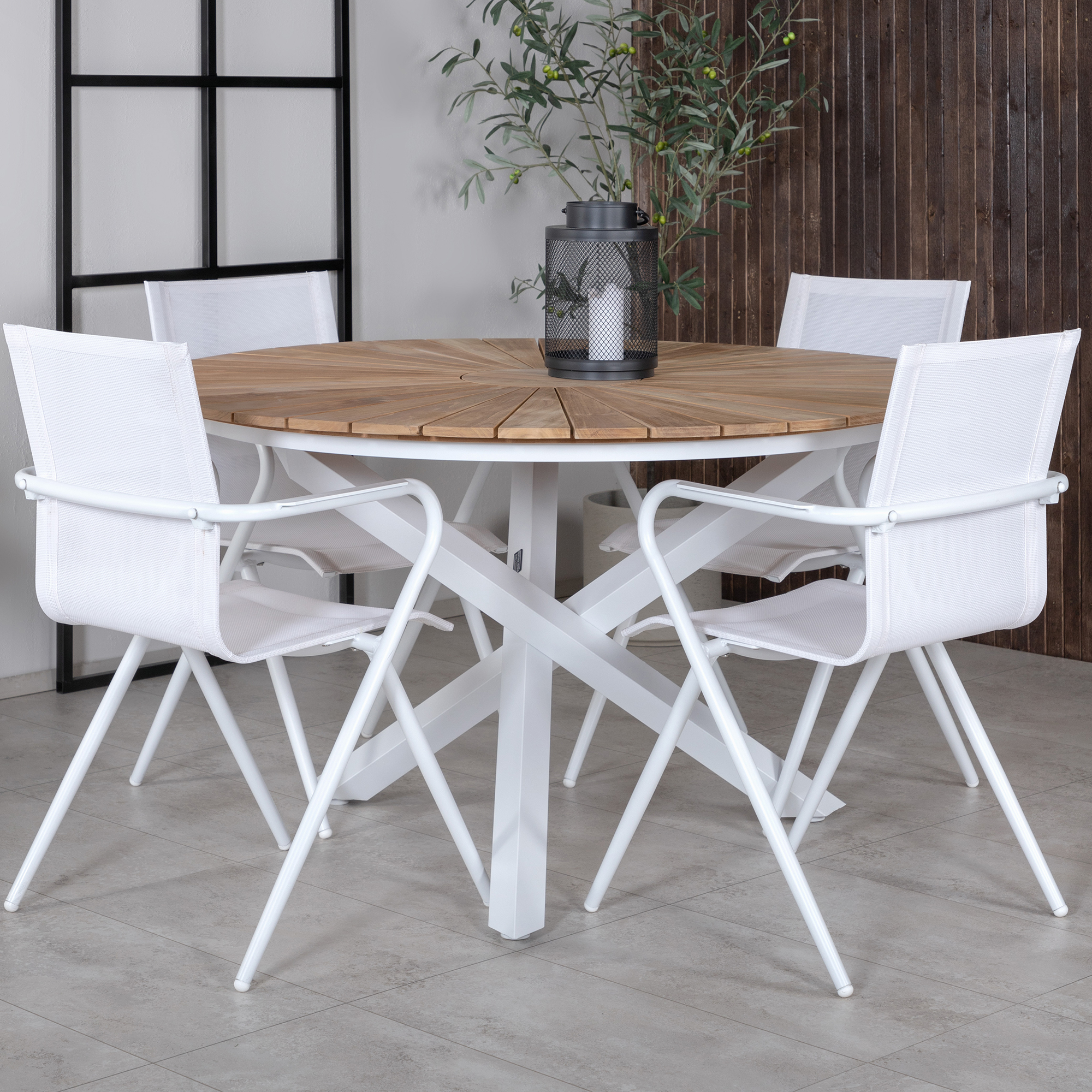 Matgrupp Venture Home Mendi Rund med 4 Act Stolar