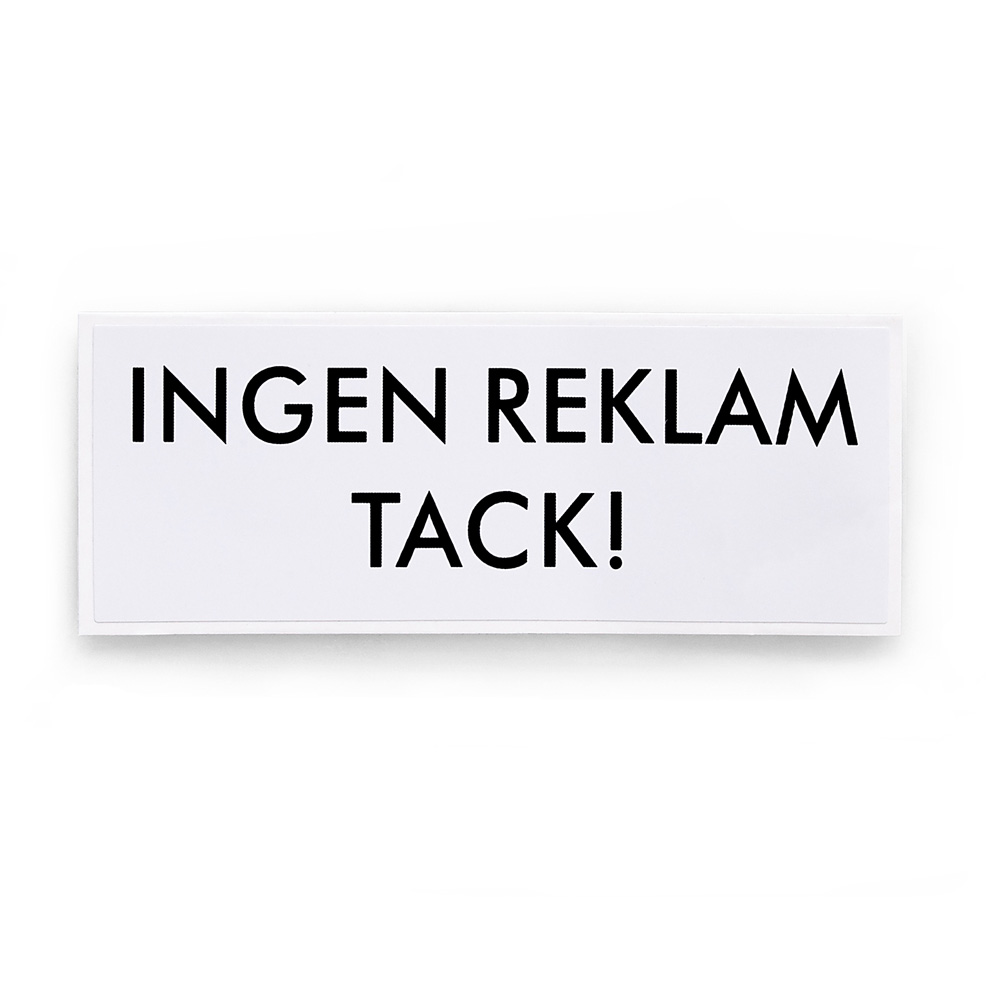 Självhäftande Dekal Habo Ingen Reklam Tack Vit