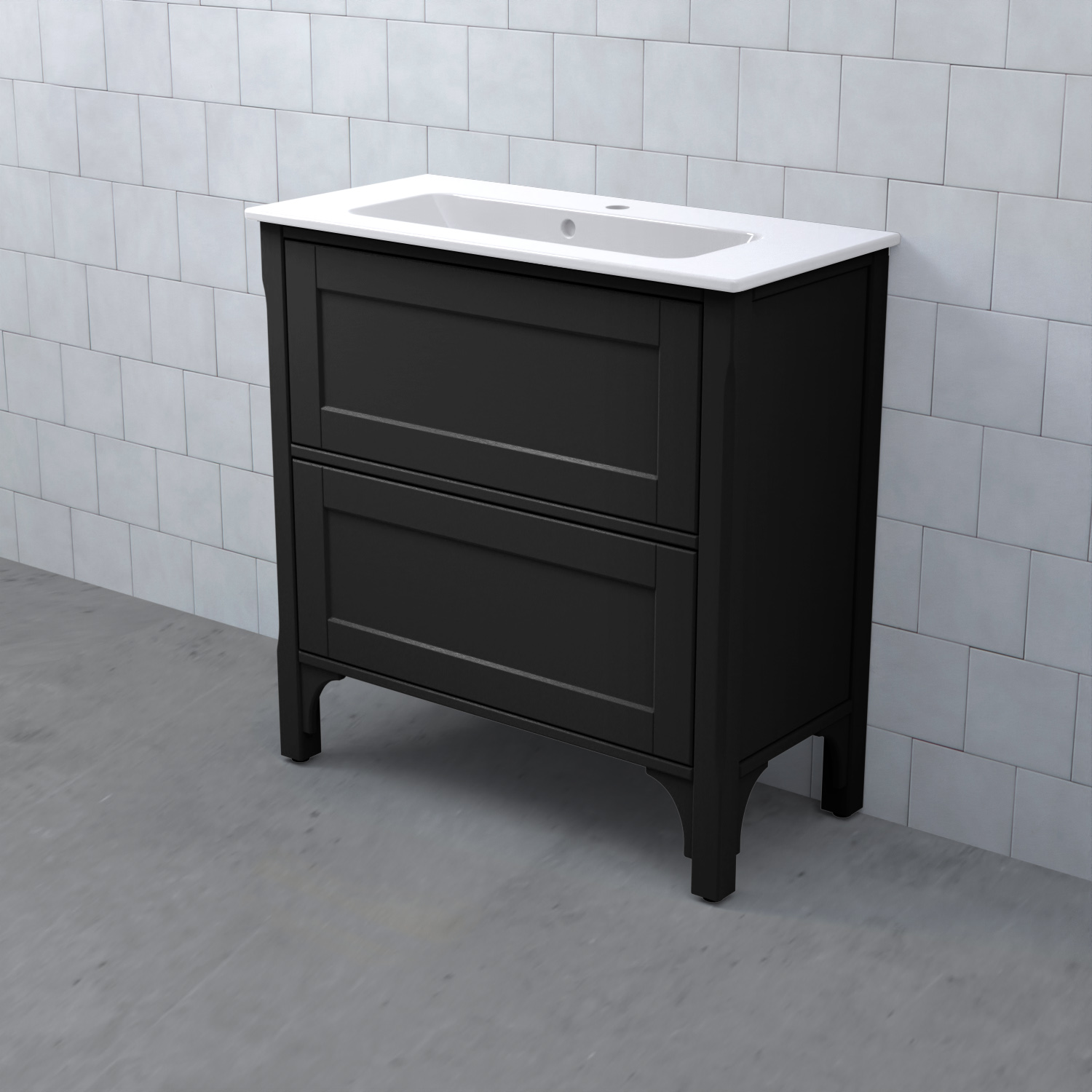 Tvättställsskåp Björbo Badrum Saga Enkel Kompakt BxHXD: 800x830x380 mm, Dälja Svart