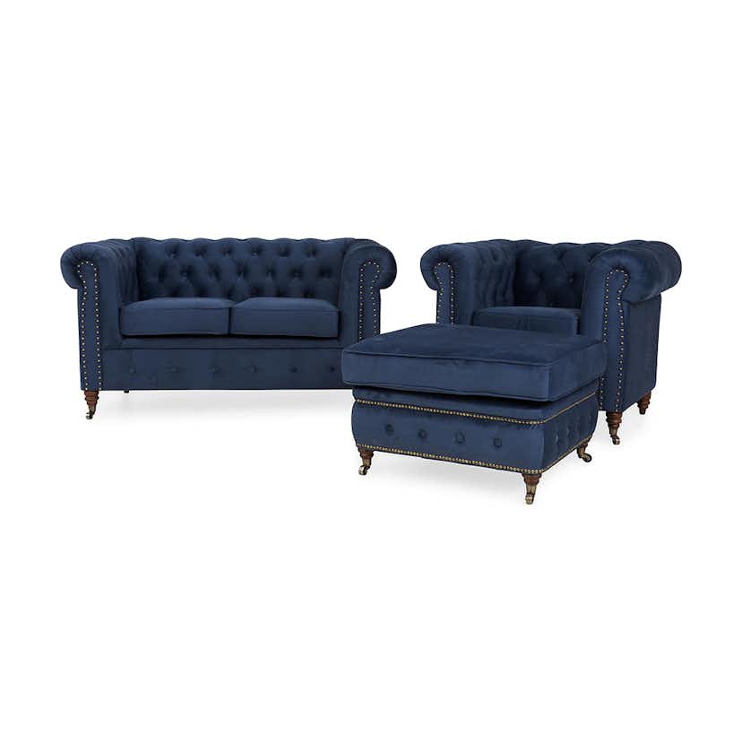 Soffgrupp Scandinavian Choice Chesterfield Deluxe Grupp 1 Petrolblå