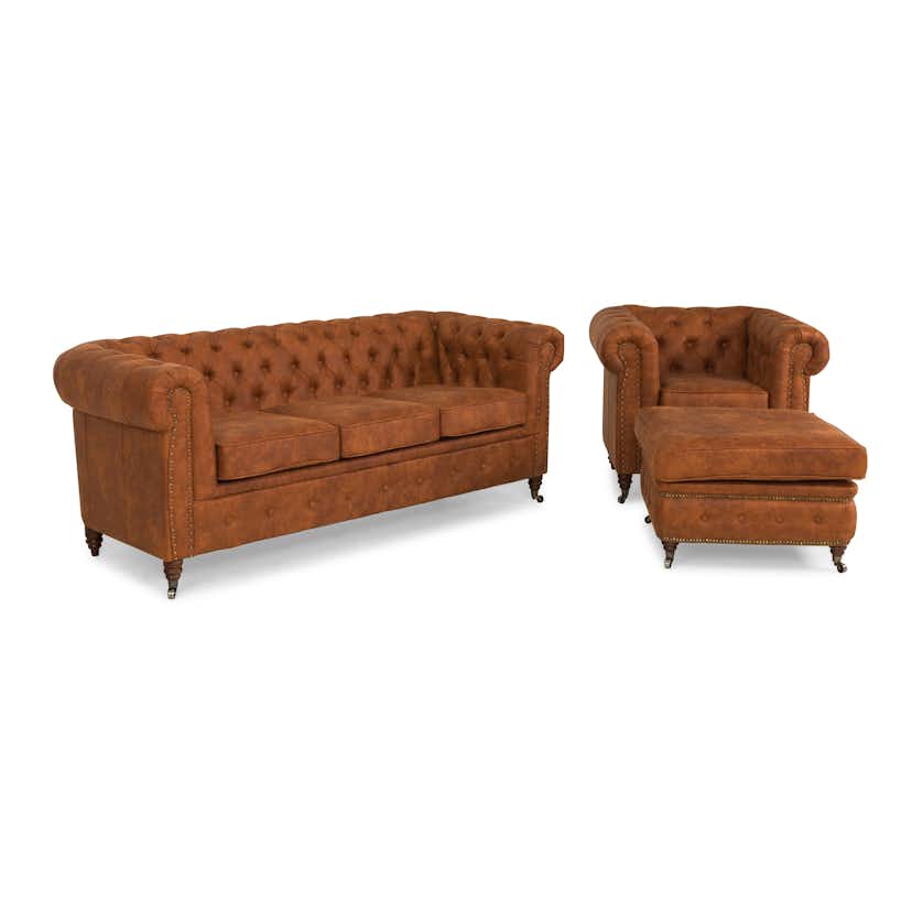 Soffgrupp Scandinavian Choice Chesterfield Deluxe Grupp 2 Cognac
