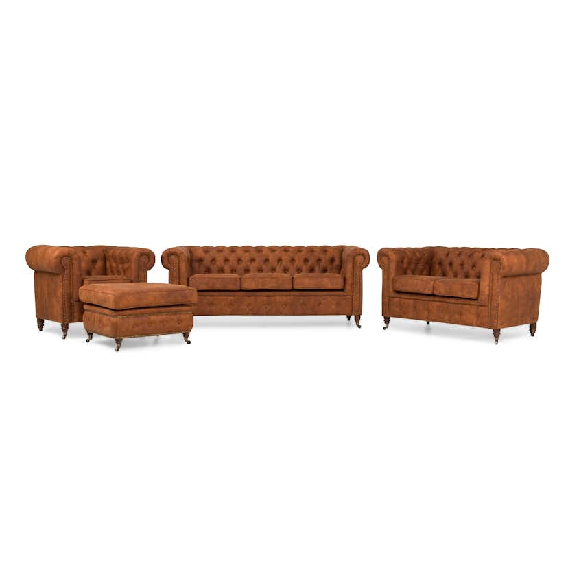 Soffgrupp Scandinavian Choice Chesterfield Deluxe Grupp 4 Cognac