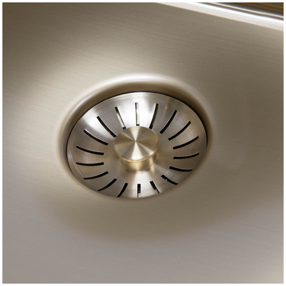 Enkelvask Strand Stainless SOLID med clips och blandarplats PVD Gold