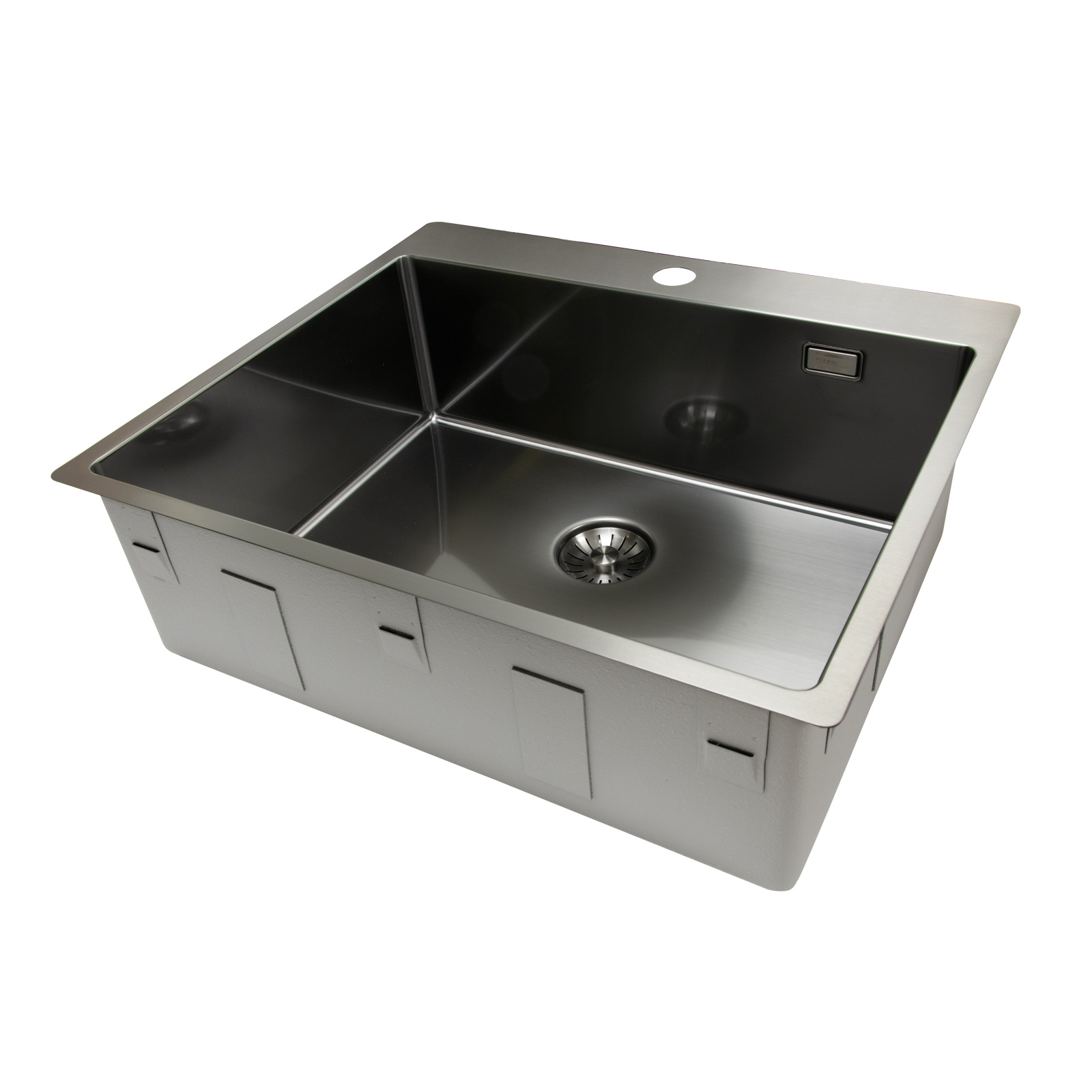 Enkelvask Strand Stainless SOLID med clips och blandarplats PVD Gun Metal