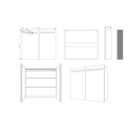 Spegelskåp med belysning och eluttag Spegelskåp med belysning och eluttag