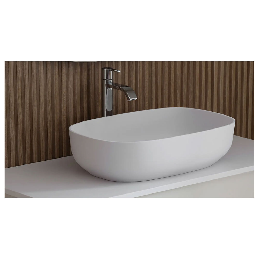 Tvättställ Vedum Soprano Dubbel med Topplatta Topplatta: Solid Surface, Placering av tvättställ: Vänster