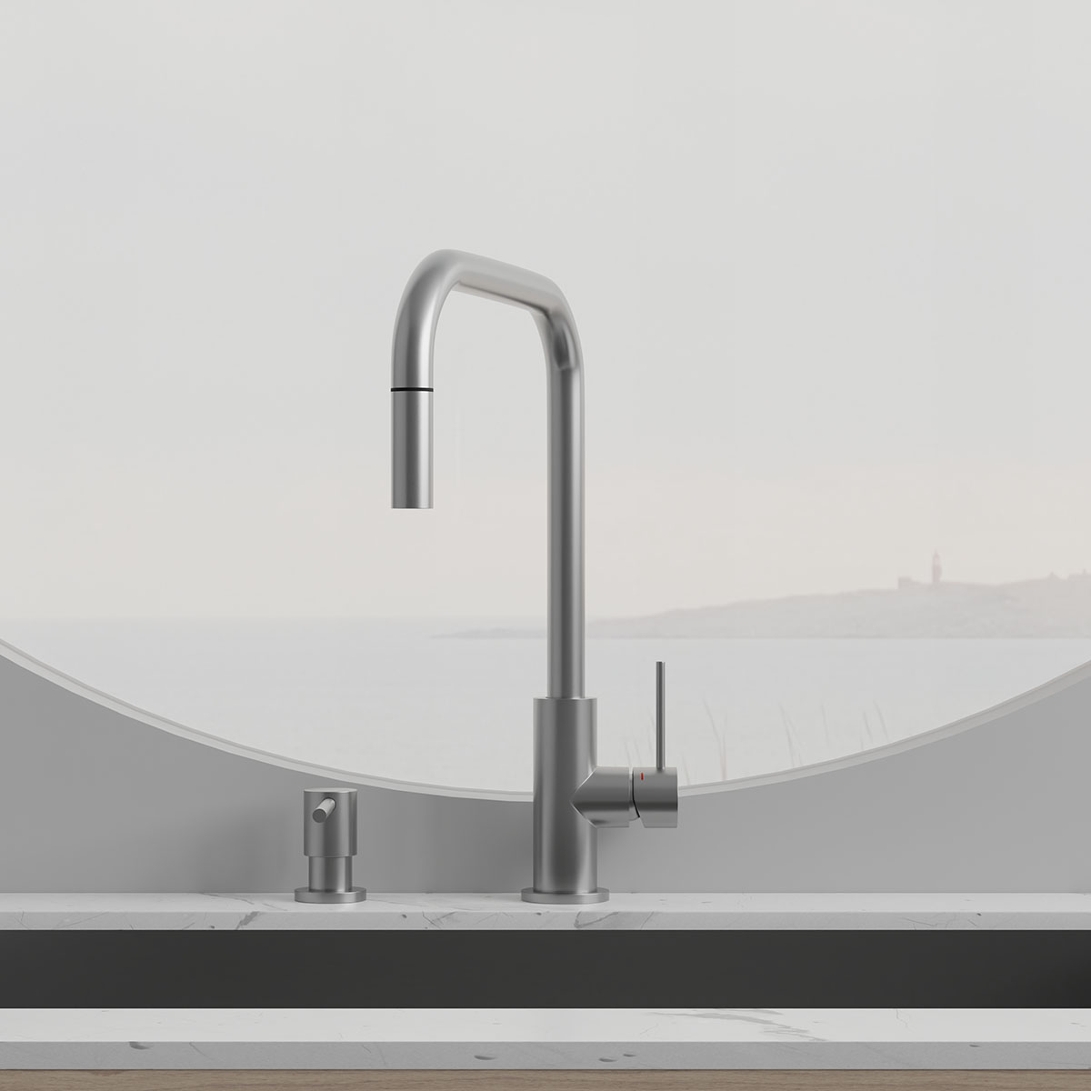 Köksblandare Scandtap Steel Accent Square med Utdragbar Pip