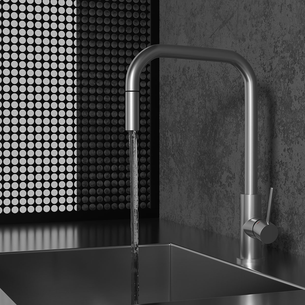 Köksblandare Scandtap Steel Accent Square med Utdragbar Pip